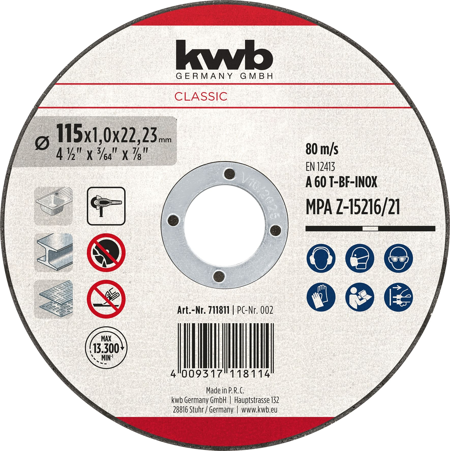 KWB Trennscheibe, 711811, 115x1,0 mm