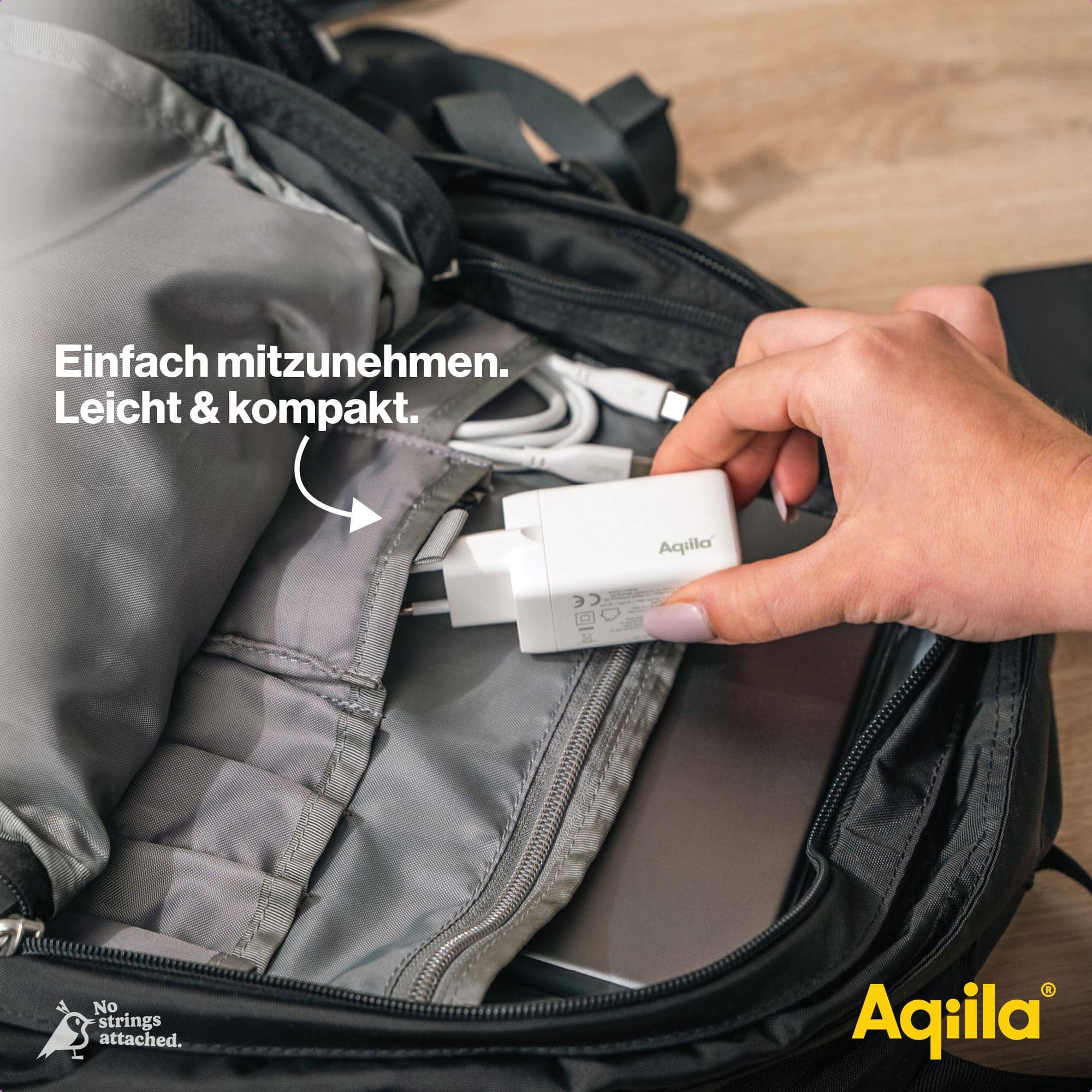 AQIILA USB-Lader Chargebird W3, 65 W, 3-fach, 2x USB-C, 1x USB-A