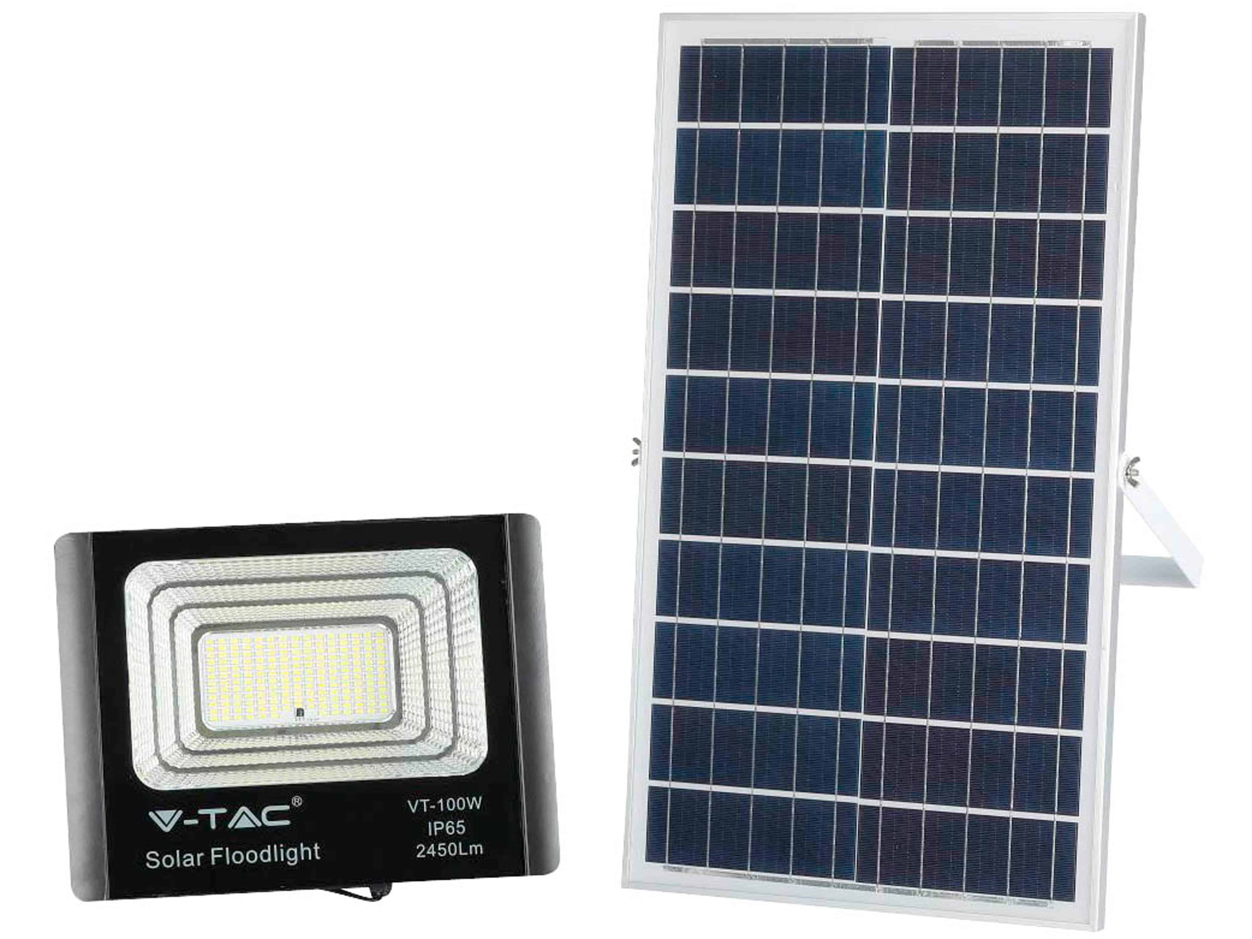 V-TAC Solar LED-Fluter VT-100W, 35 W, 6000 K, mit Panel + Fernbedienung