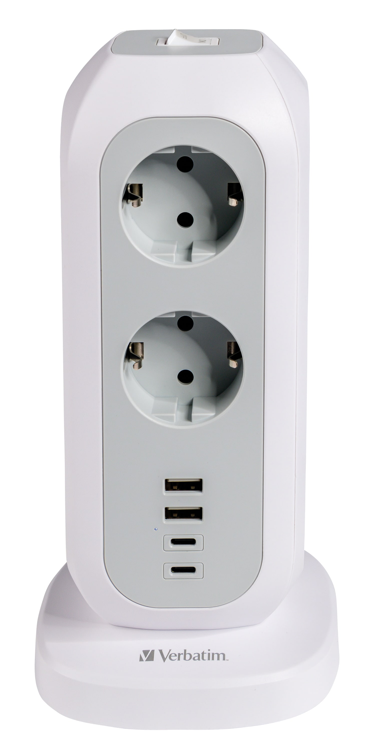 VERBATIM Steckdosenverteiler EUPT-01, Tower, 11-fach, 2x USB-A, 2x USB-C