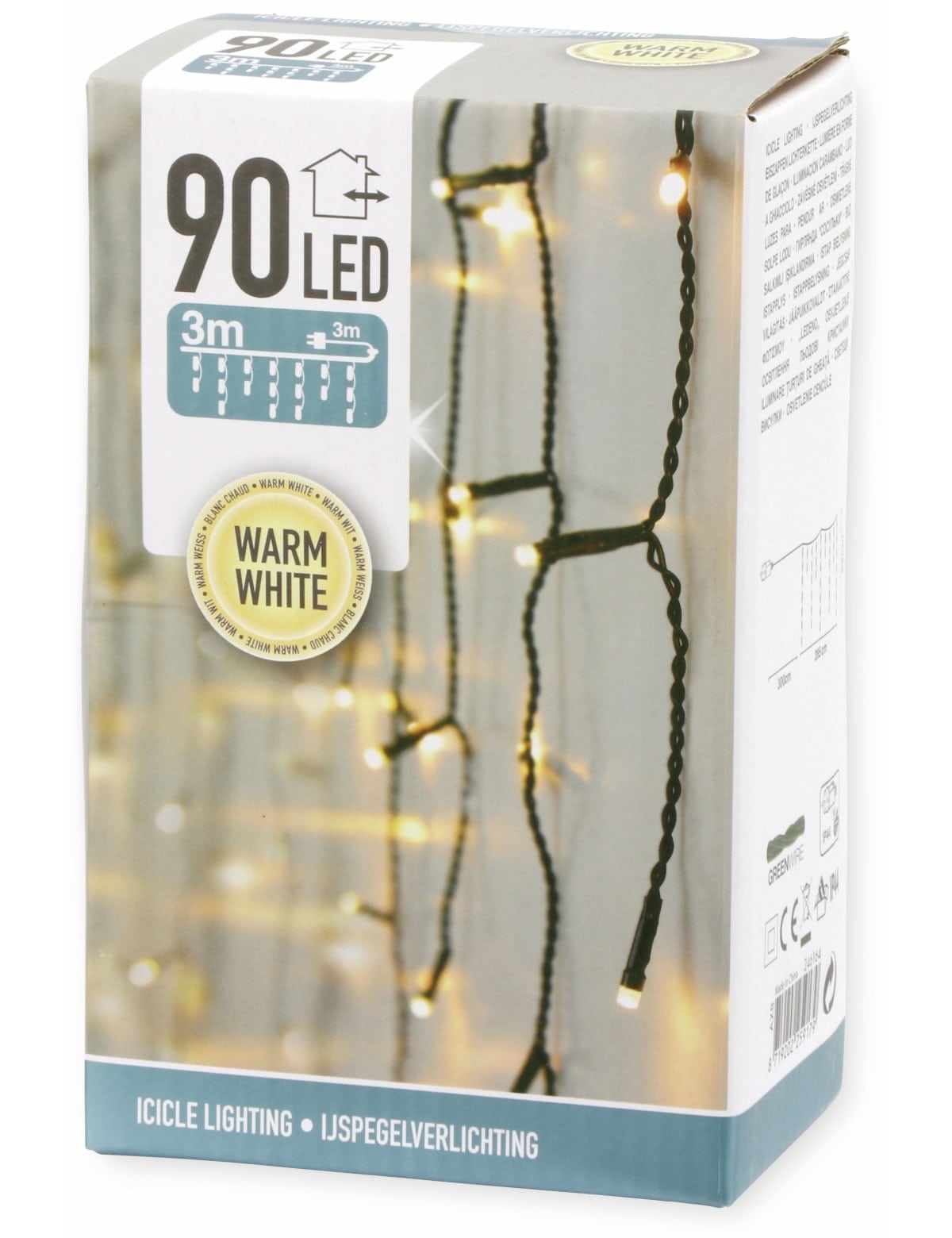 LED-Lichterkette Vorhang, 90 LEDs, warmweiß, 230V~, IP44, 3 m
