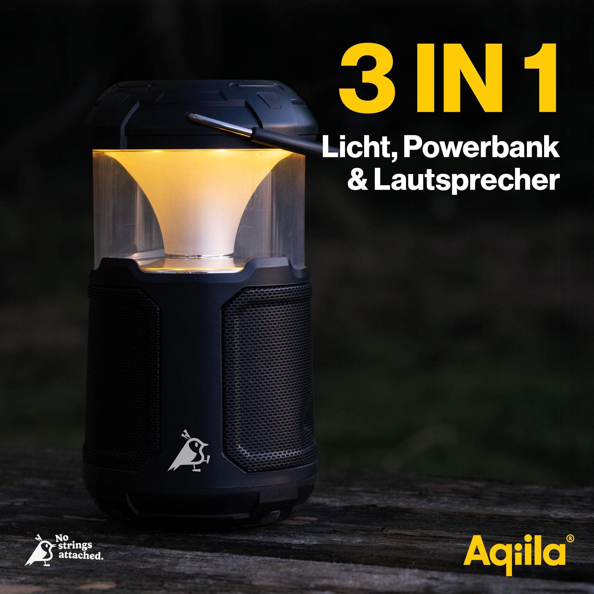 AQIILA Powerbank B10, 10.000mAh, mit Lautsprecher u. Campingleuchte