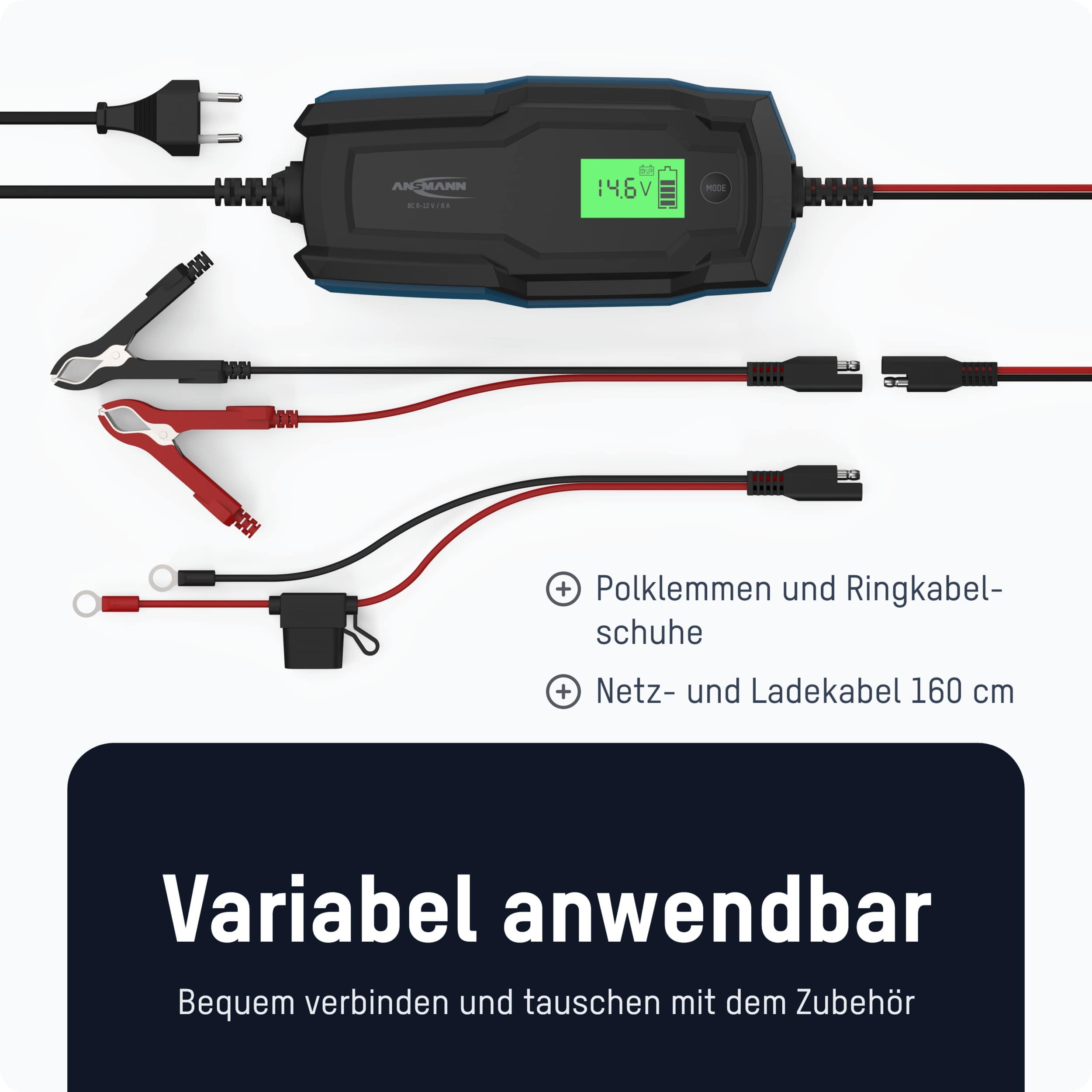 ANSMANN Autobatterie-Ladegerät, 1001-0145, Bleiladegerät, BC 6...12 V-, 6 A