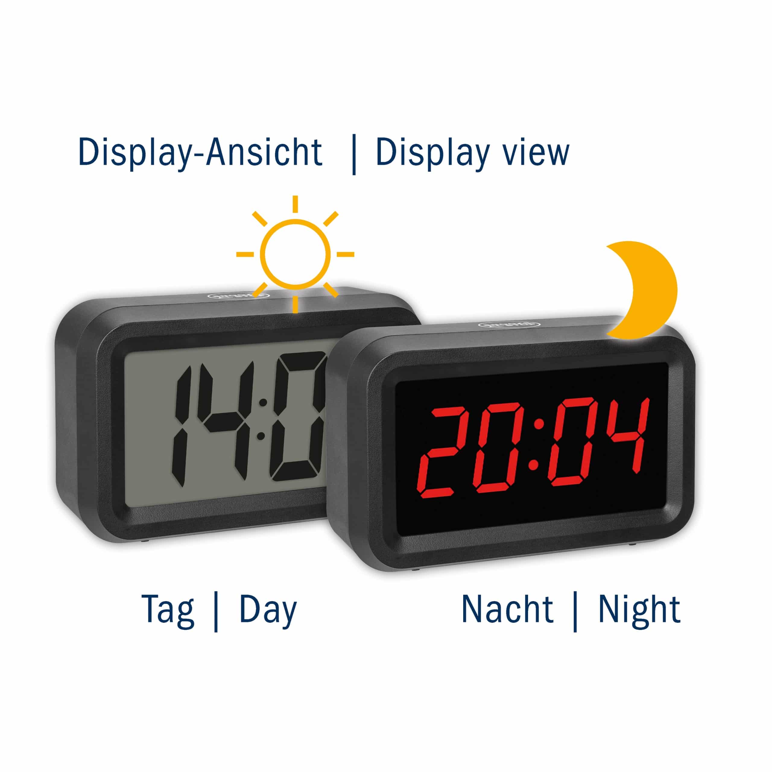 TFA Digitalwecker LCD-LED HYBRID, 60.2038.01, schwarz