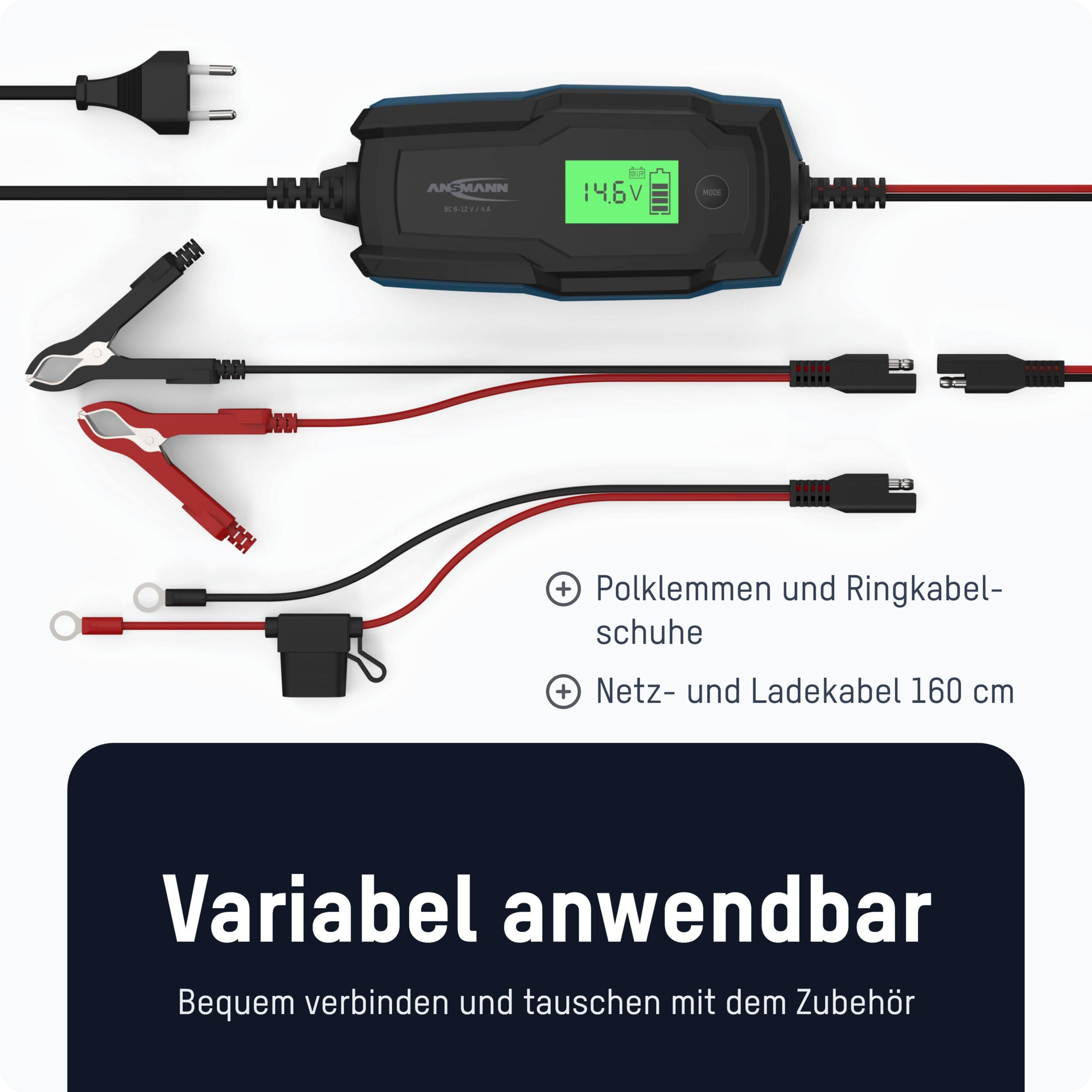 ANSMANN Autobatterie-Ladegerät, 1001-0144, Bleiladegerät, BC 6...12 V-, 4 A