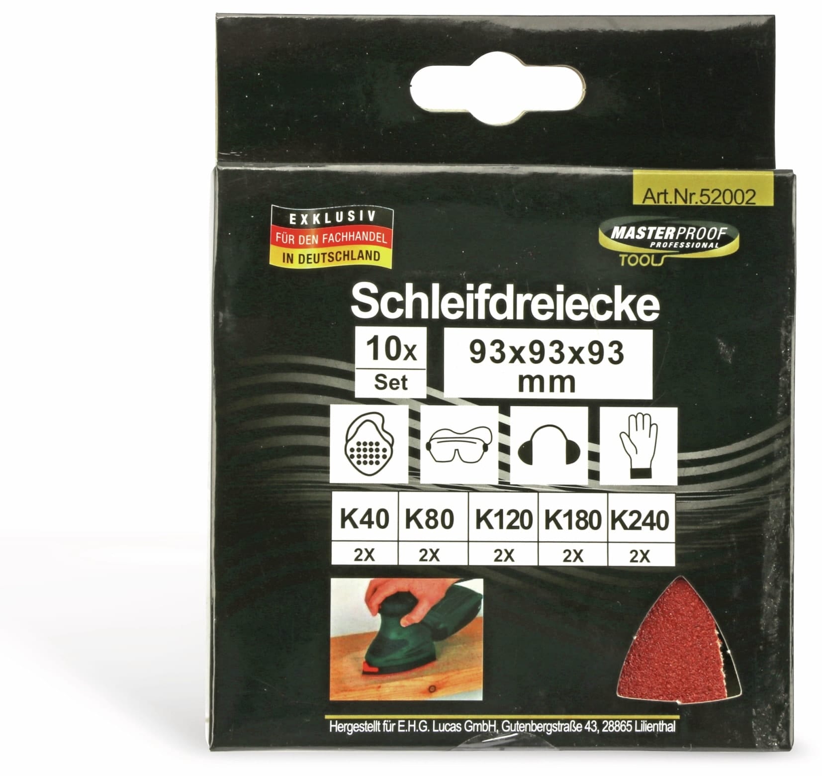 Schleifdreiecke-Set, 10 Stück, 93x93x93 mm