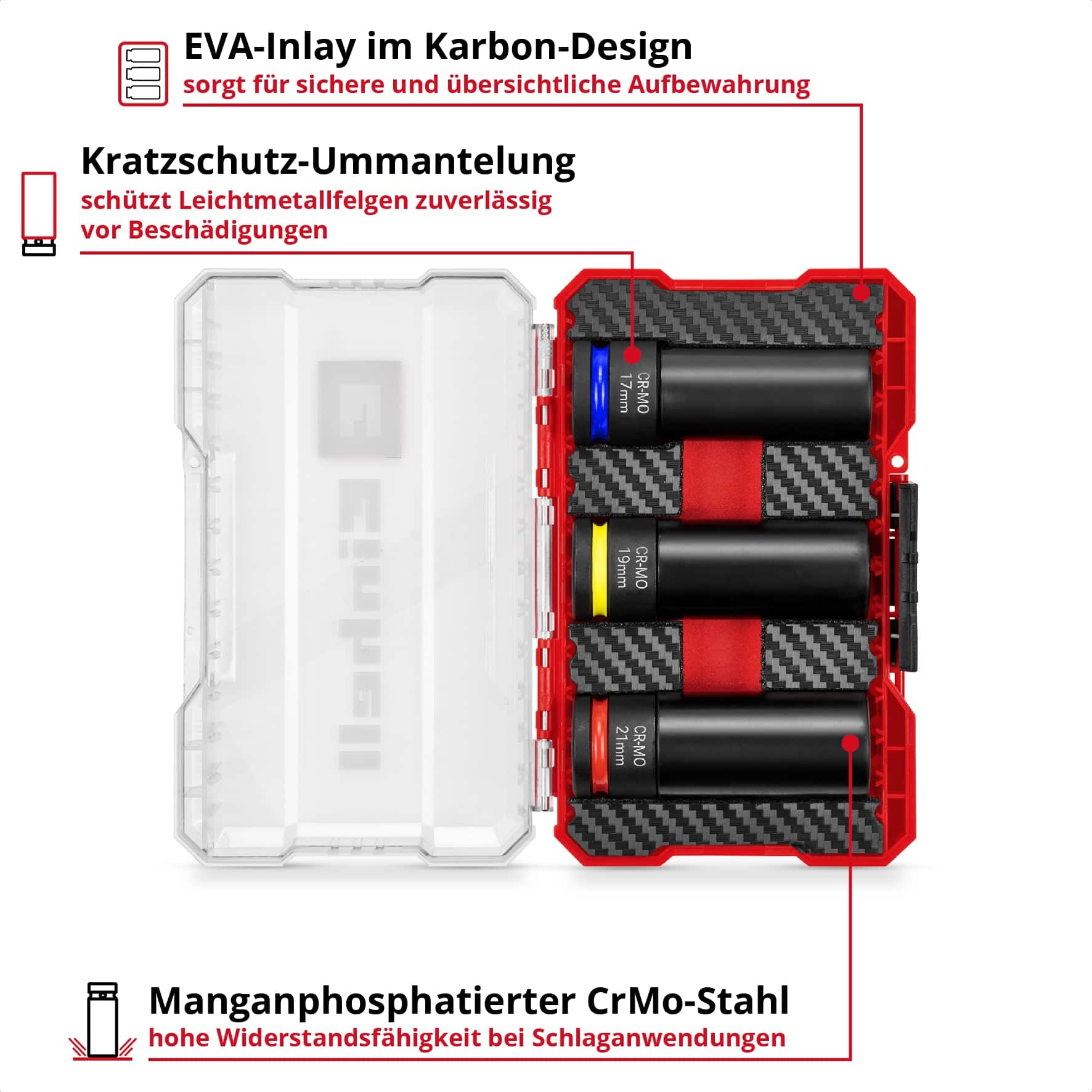 EINHELL Impact Stecknuss-Set, 109263, 3-teilig