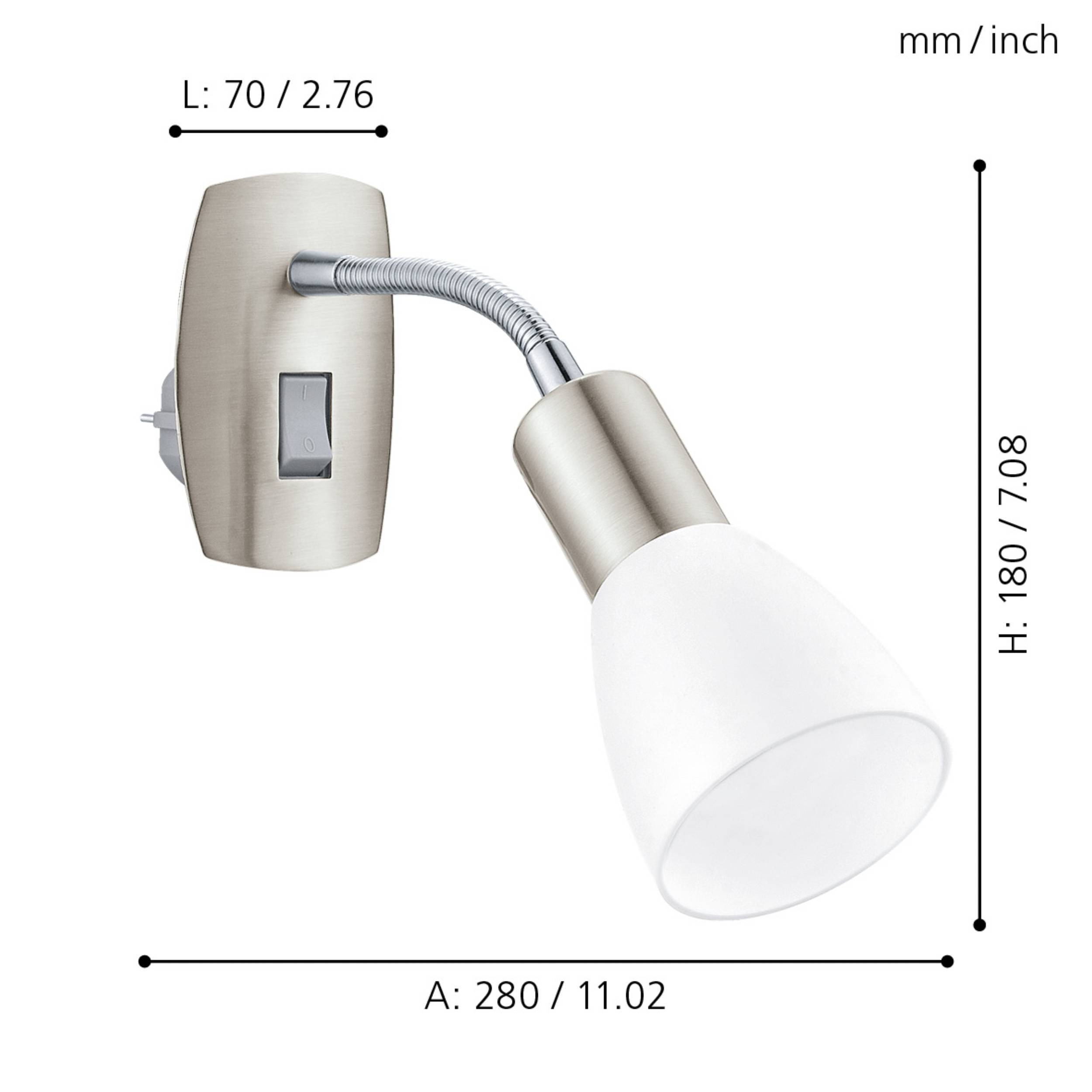 EGLO Steckerspot 92935 nickel-matt, für E14, max. 25 W