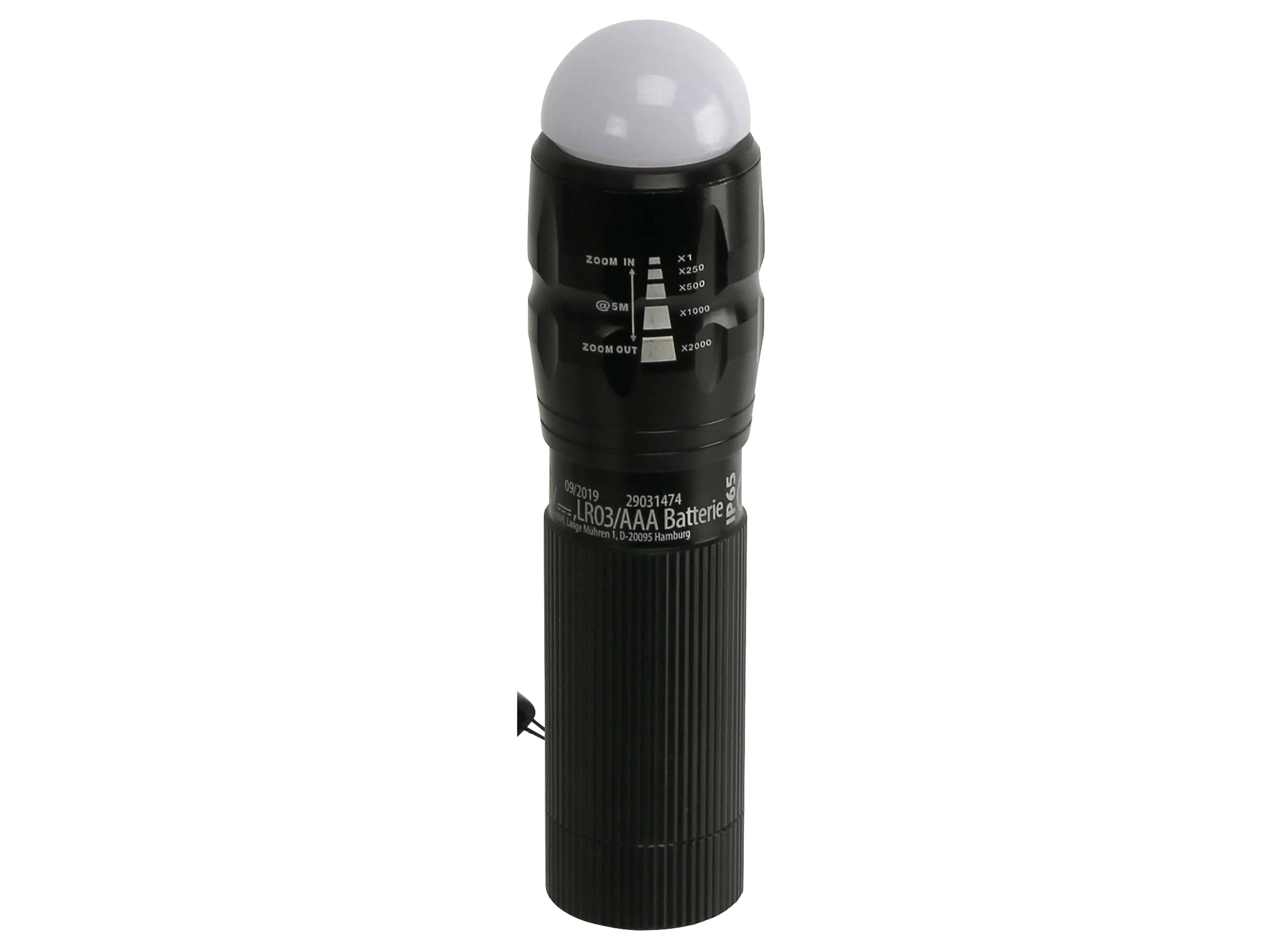 LED-Taschenlampe, WTE-490M-1, Alu, 400 lm, schwarz