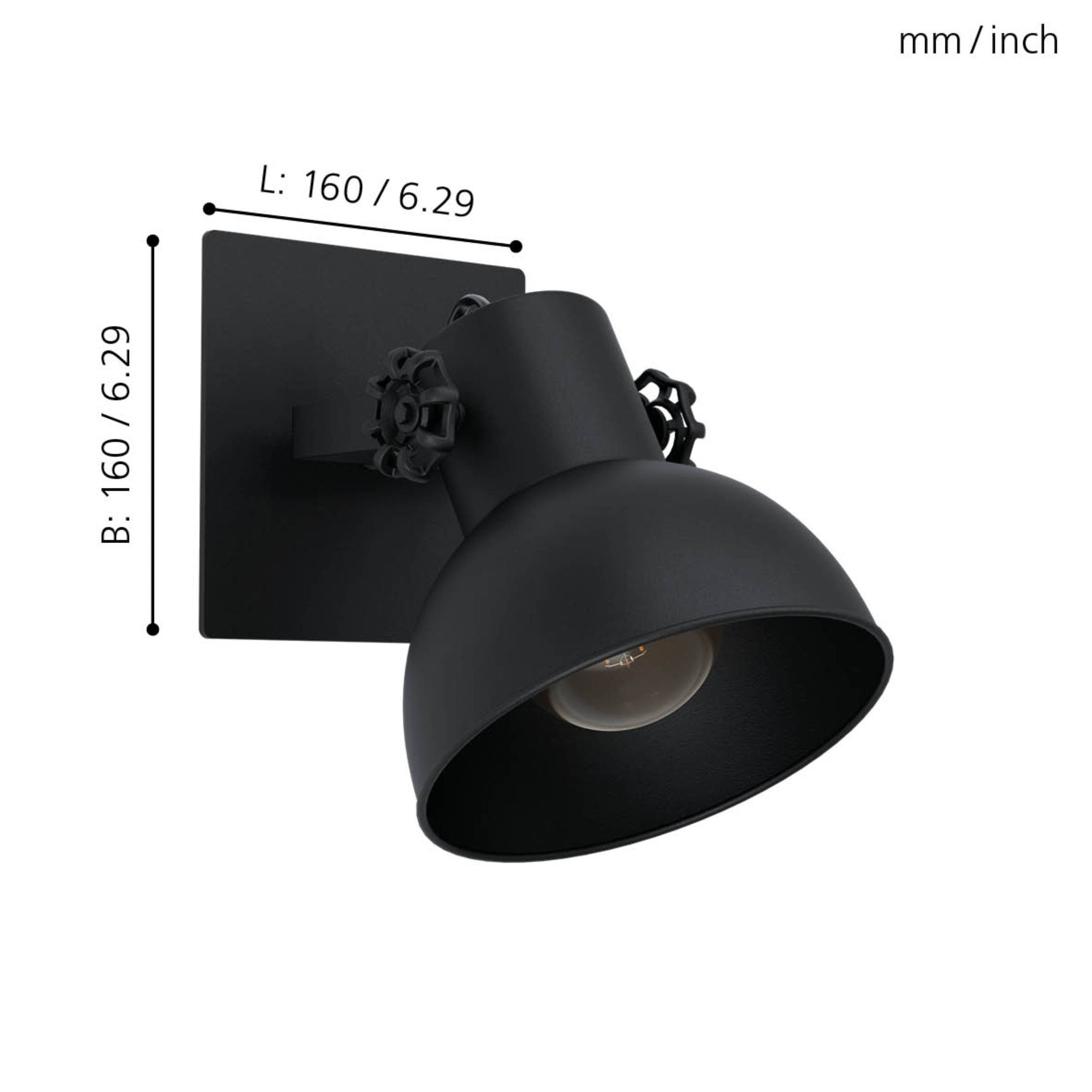 EGLO Wandleuchte 43431 schwarz, für E27, max. 28 W