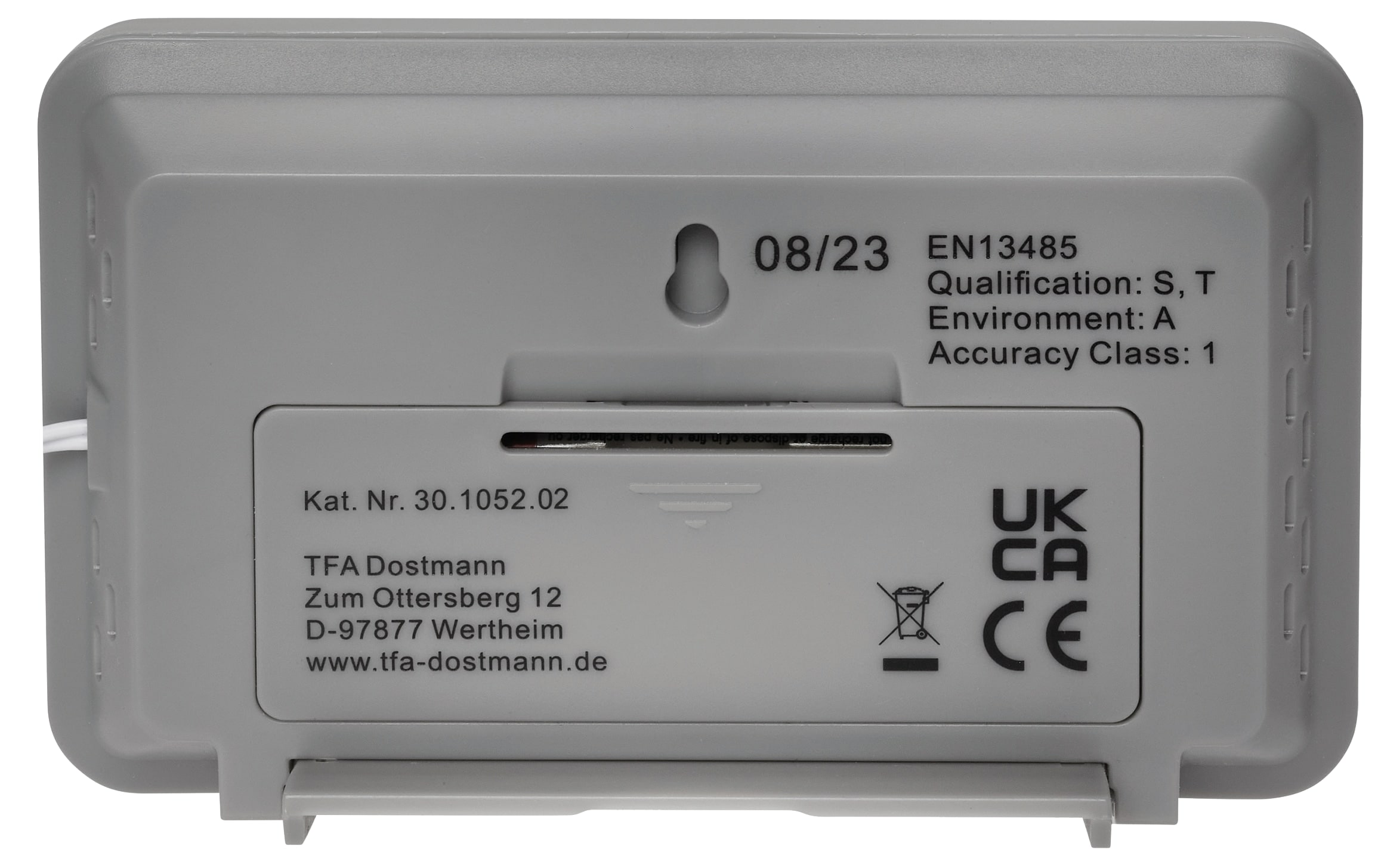 TFA Digitales Profi-Thermometer 30.1052.02, mit Kabelfühler, weiß-grau