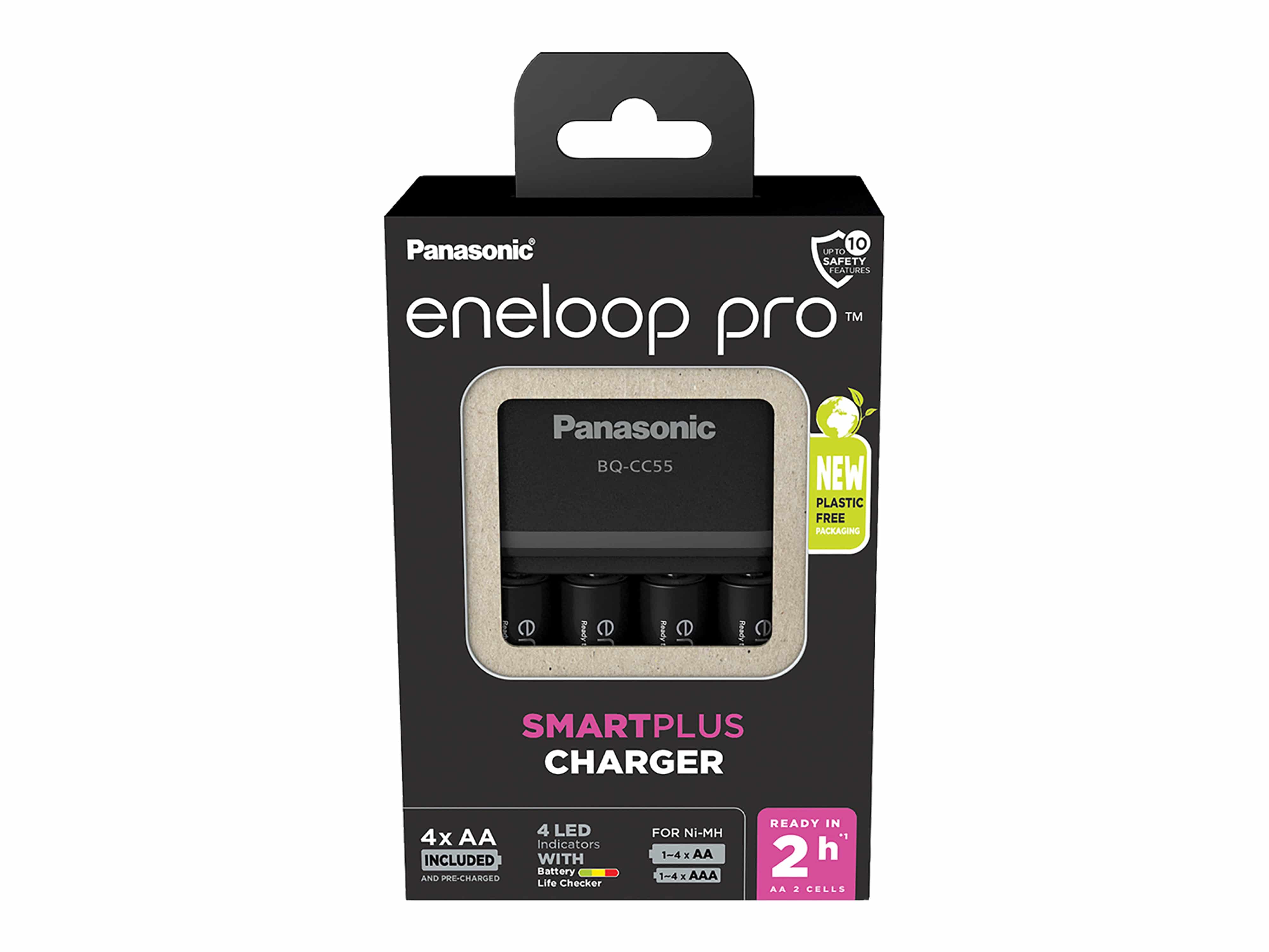 PANASONIC eneloop Universal-Ladegerät BQ CC55, + 4x Mignon Akku, 2500mAh