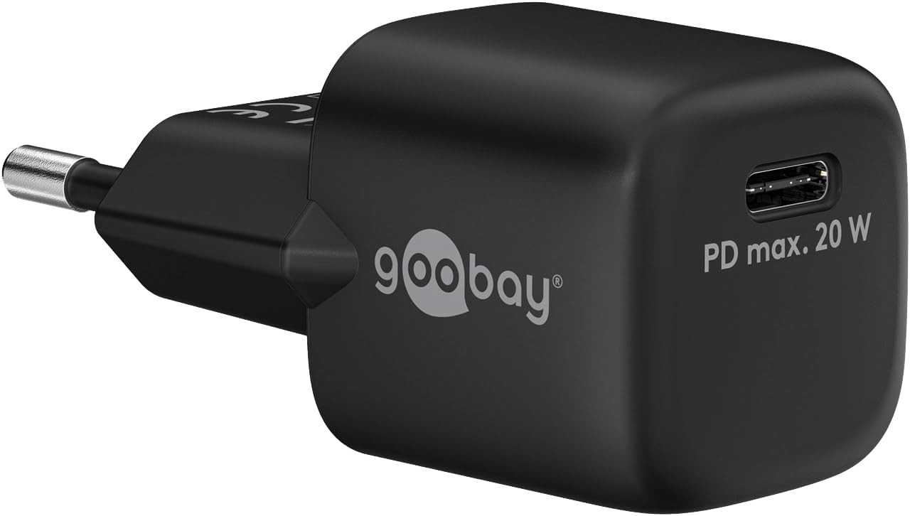 GOOBAY USB-Lader 65403, 20 W, 1-fach, 1xC PD nano GaN, schwarz