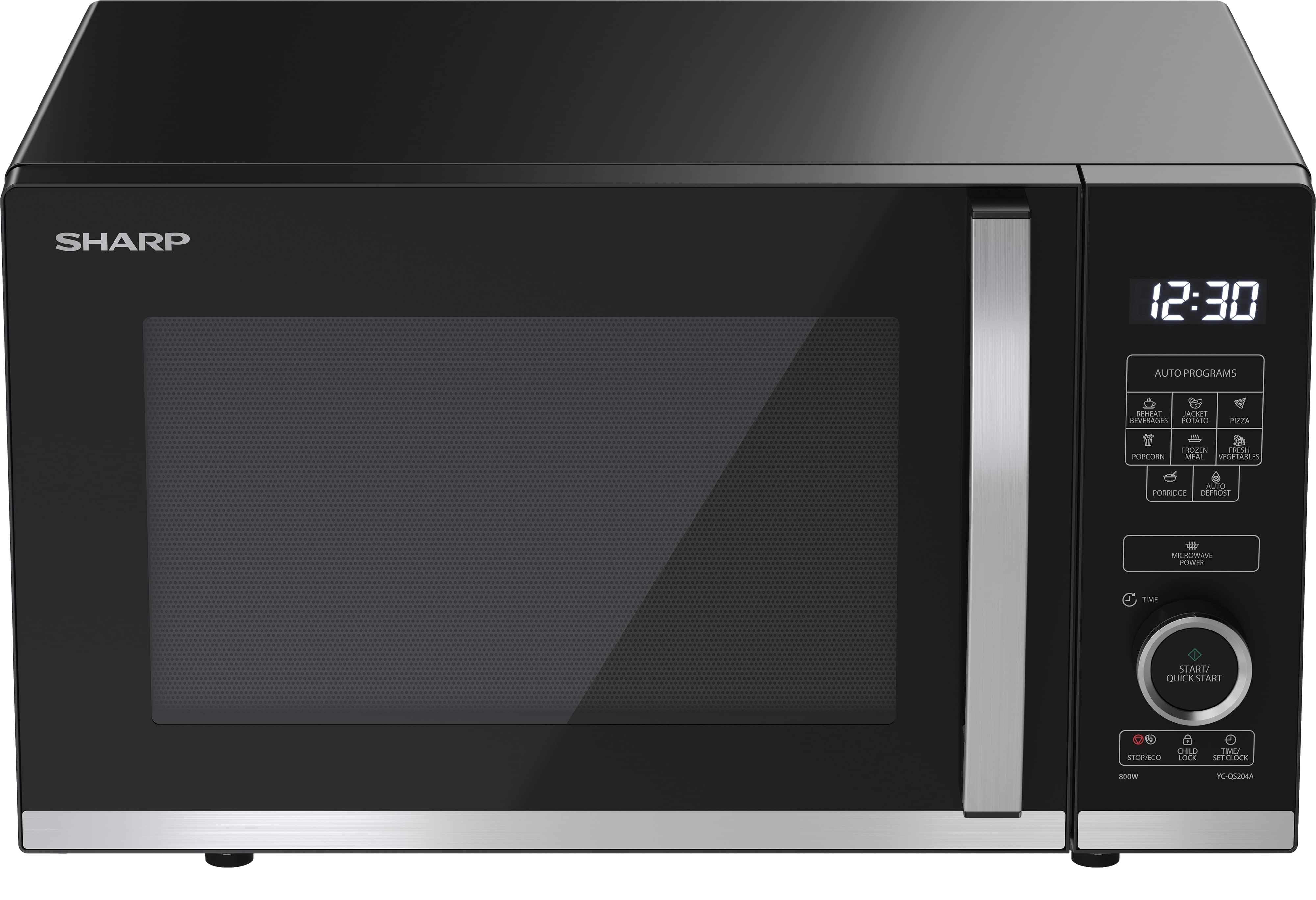 SHARP Mikrowelle YC-QS204AE-B, schwarz, 20 L, 10-Stufen, 800 W