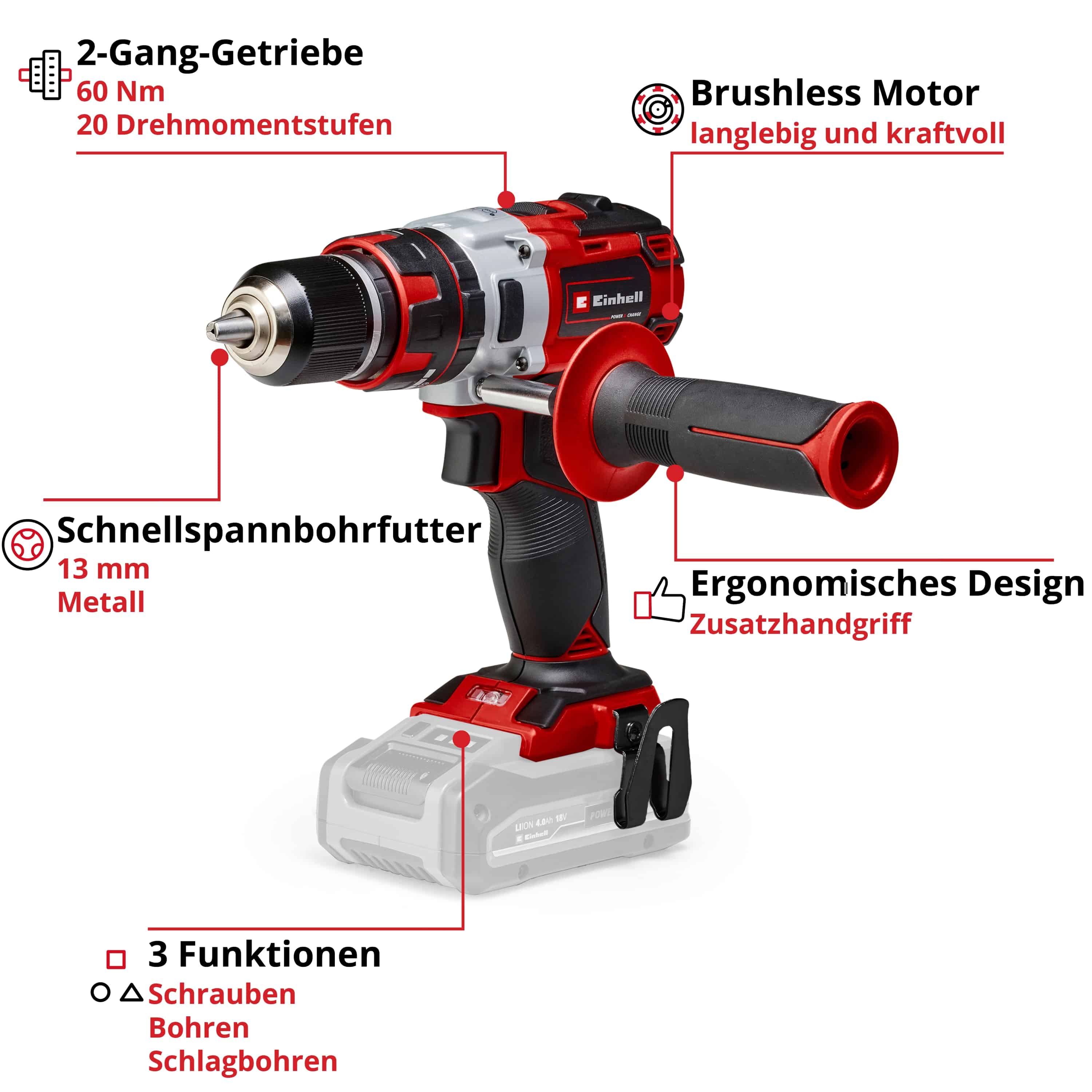 EINHELL Akku-Schlagbohrschrauber 4513860, TP-CD 18 Li Brushless Solo