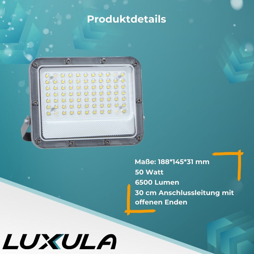 LUXULA LED-Fluter, EEK: E, 50W, 6500lm, 4000K, IP65, grau