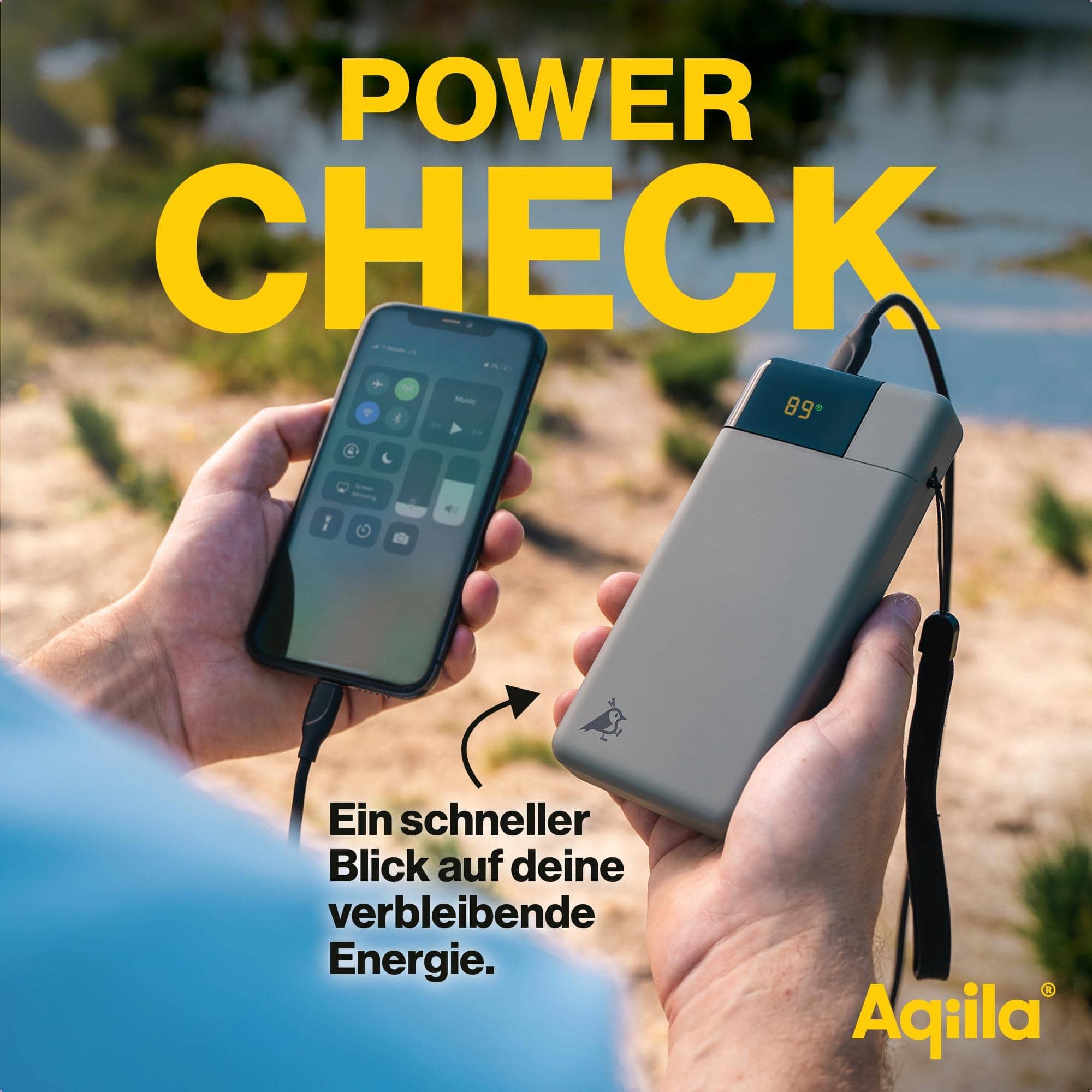 AQIILA Powerbank Powerbird B20+, 65 W, 20.000mAh, 1x USB-A, 2x USB-C, moosgrün