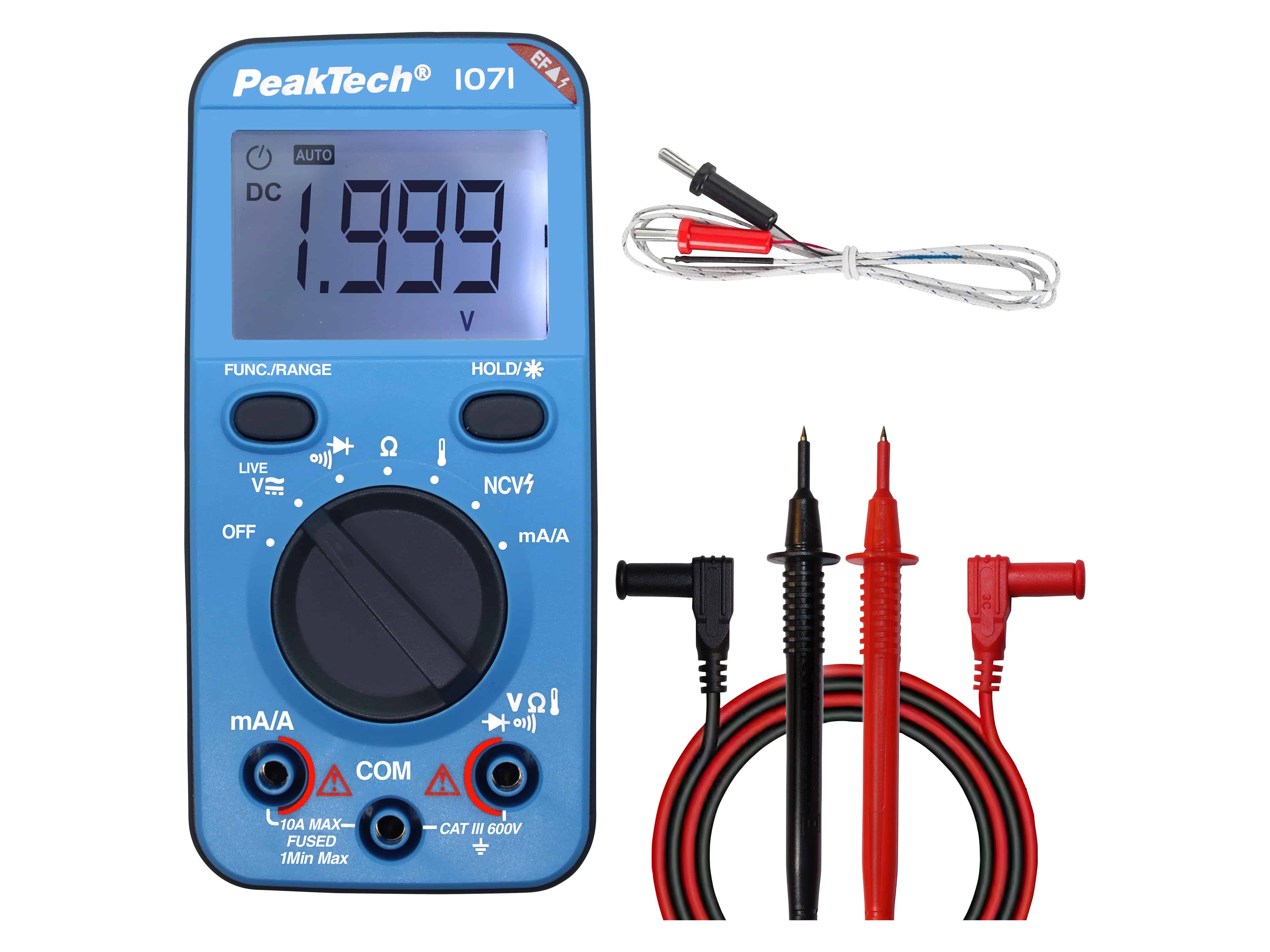 PEAKTECH Multimeter, P 1071, 600 V AC/DC, NCV