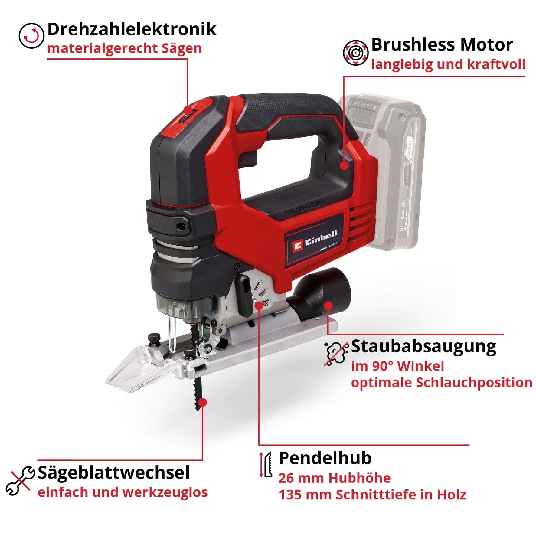 EINHELL Akku-Stichsäge TP-JS 18/135 Li BL-Solo