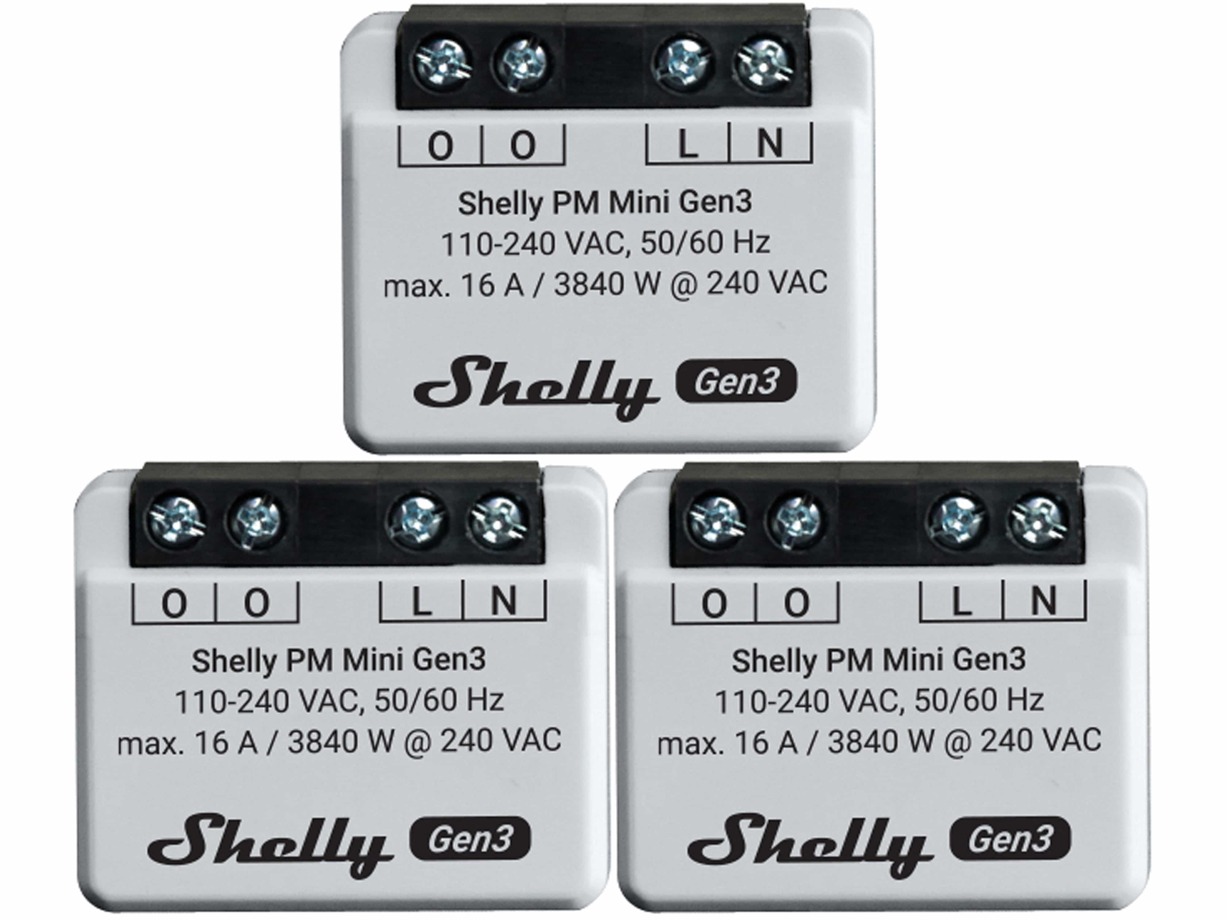 SHELLY WLAN-Leistungsmesser Plus PM Mini Gen.3, weiß, 3 Stück