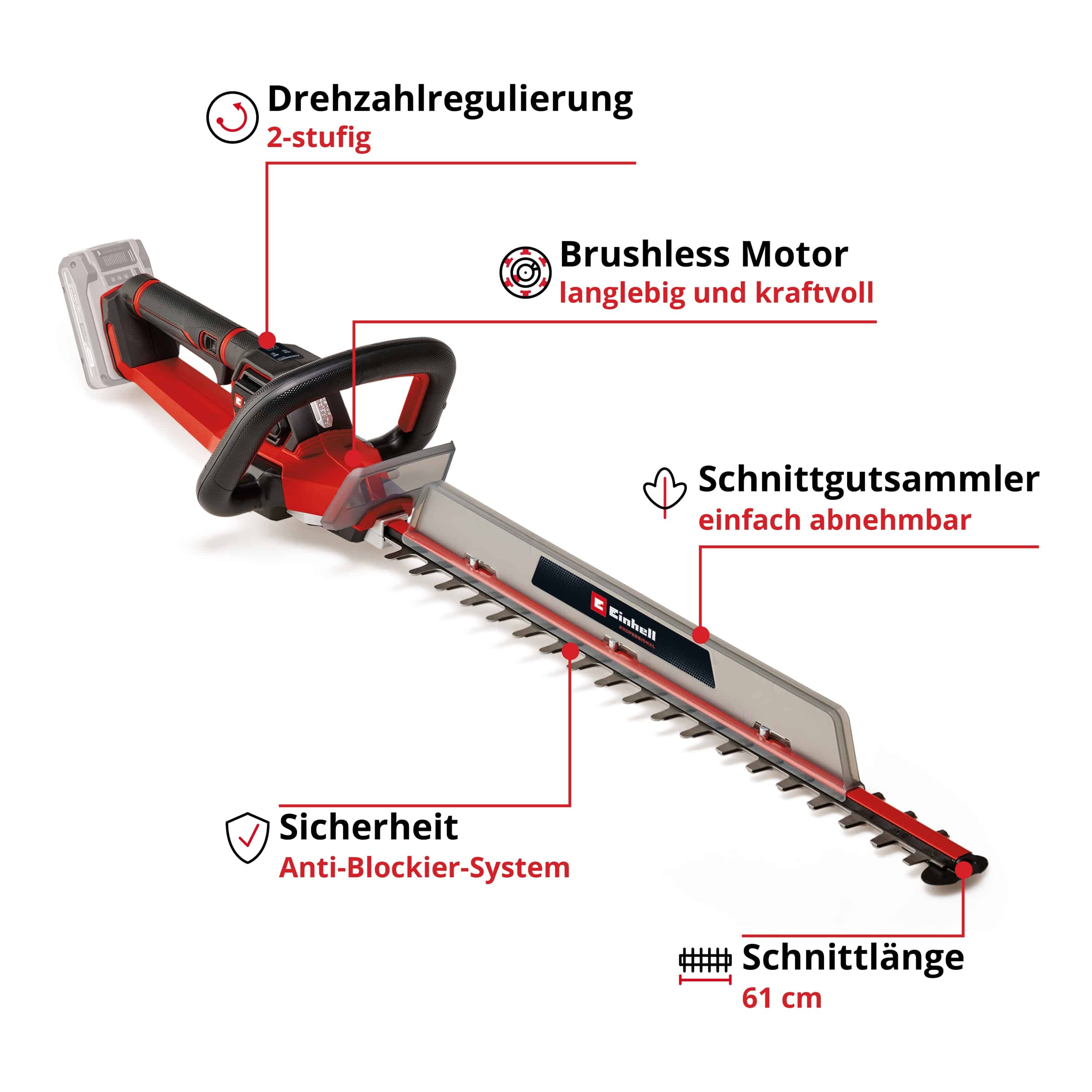  EINHELL Akku-Heckenschere GP-CH 18/61 Li BL-Solo