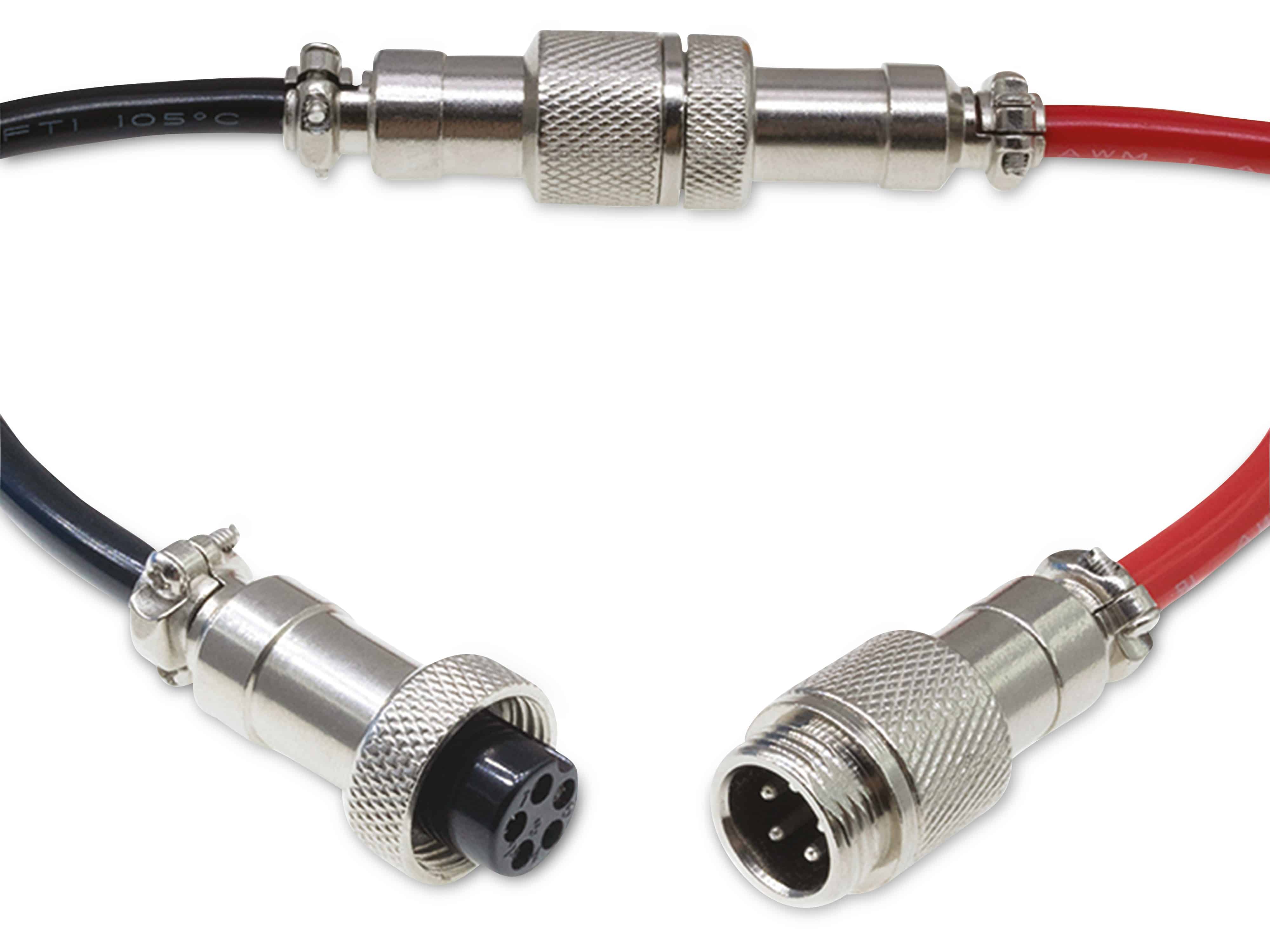 Rundsteckverbinder, 5-polig, 60V, 2A, Lötanschluss, IP55, wire to wire, 1 Stecker + 1 Buchse