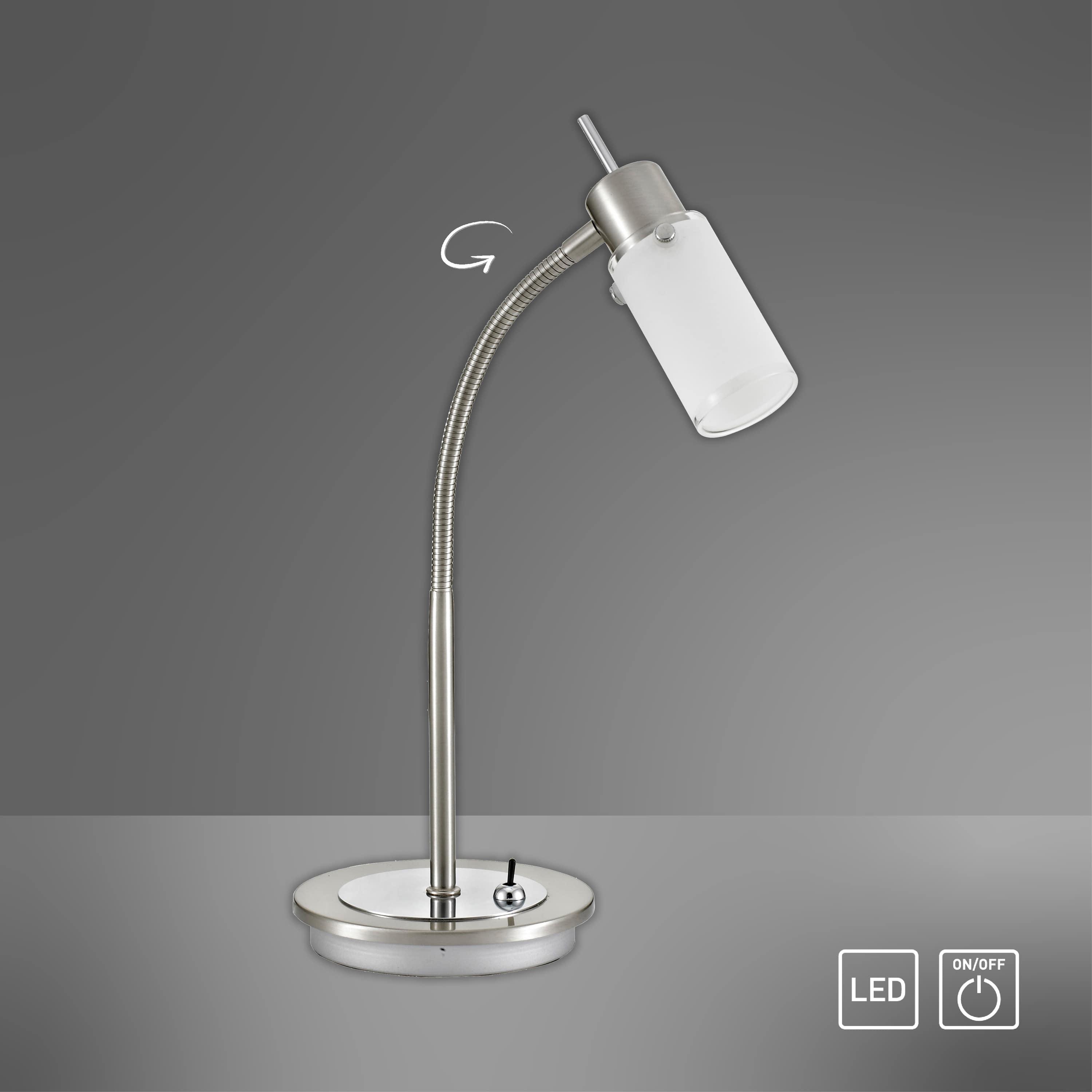 JUST LIGHT LED-Tischleuchte 11935-55 stahlfarbig, 4,W, 420 lm, 3000 K 