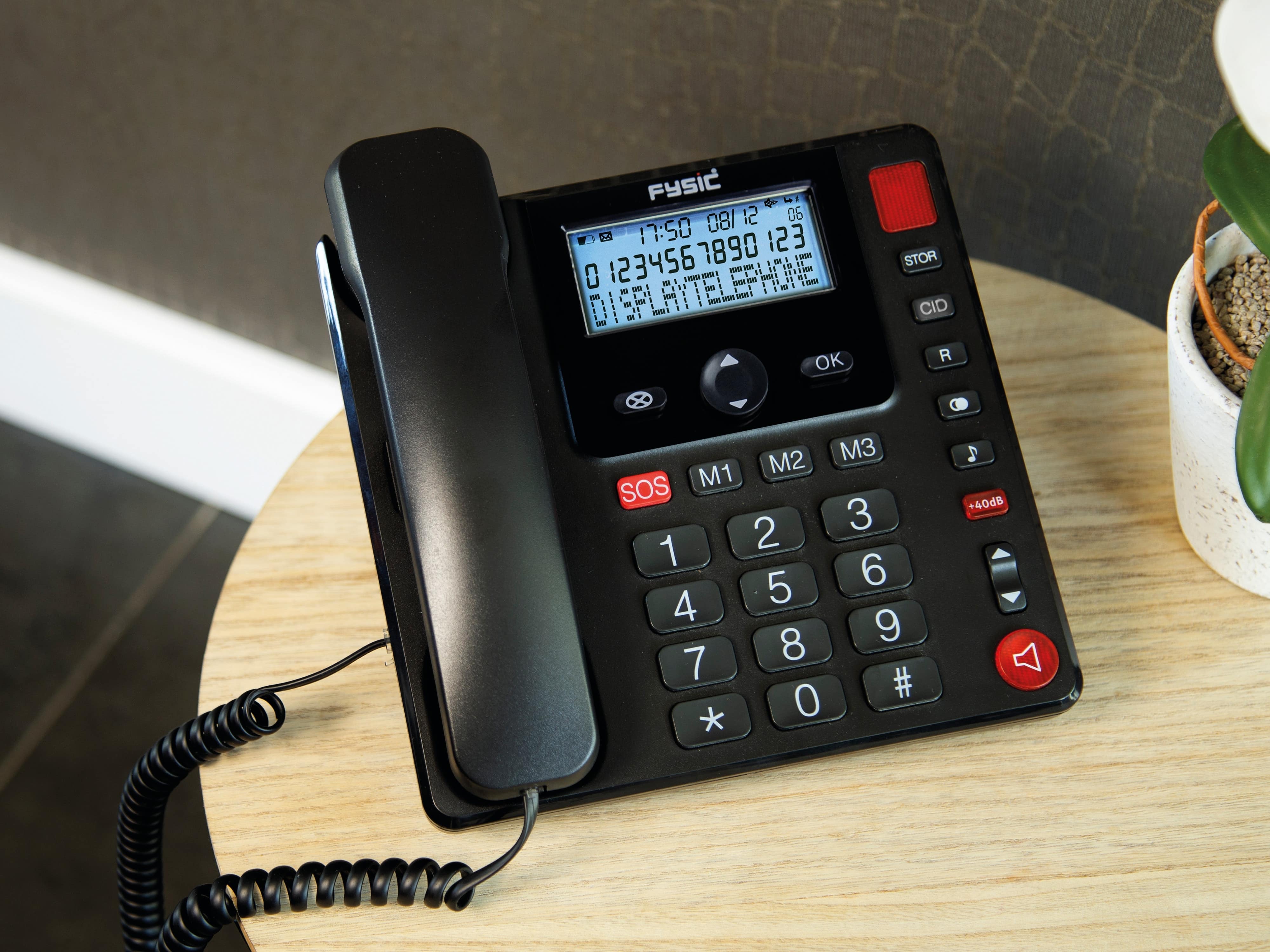 FYSIC Großtasten-Telefon 3940, schwarz