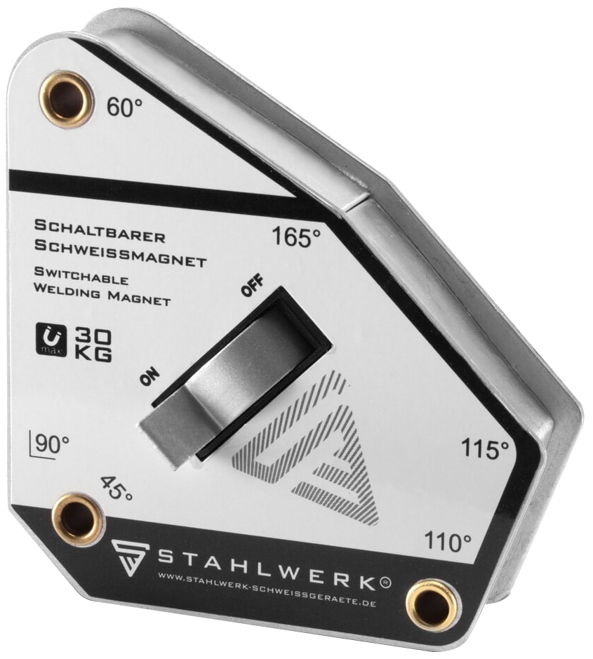 STAHLWERK Magnet-Schweißwinkel, 5671, schaltbar, 30 kg/ 66 lbs, 45° bis 165°