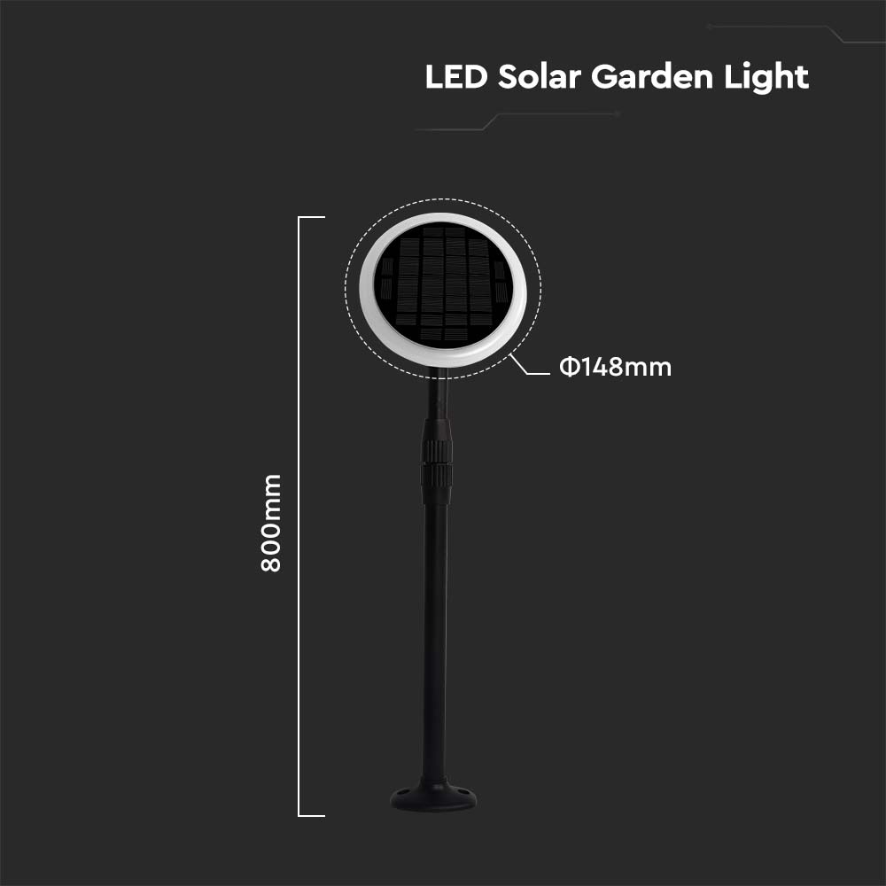 V-TAC Solar LED-Gartenleuchte VT-943, 3 W, 3000 K, schwarz, 2 Stück