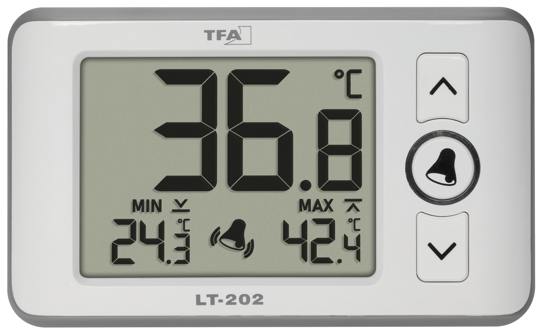 TFA Digitales Profi-Thermometer 30.1052.02, mit Kabelfühler, weiß-grau