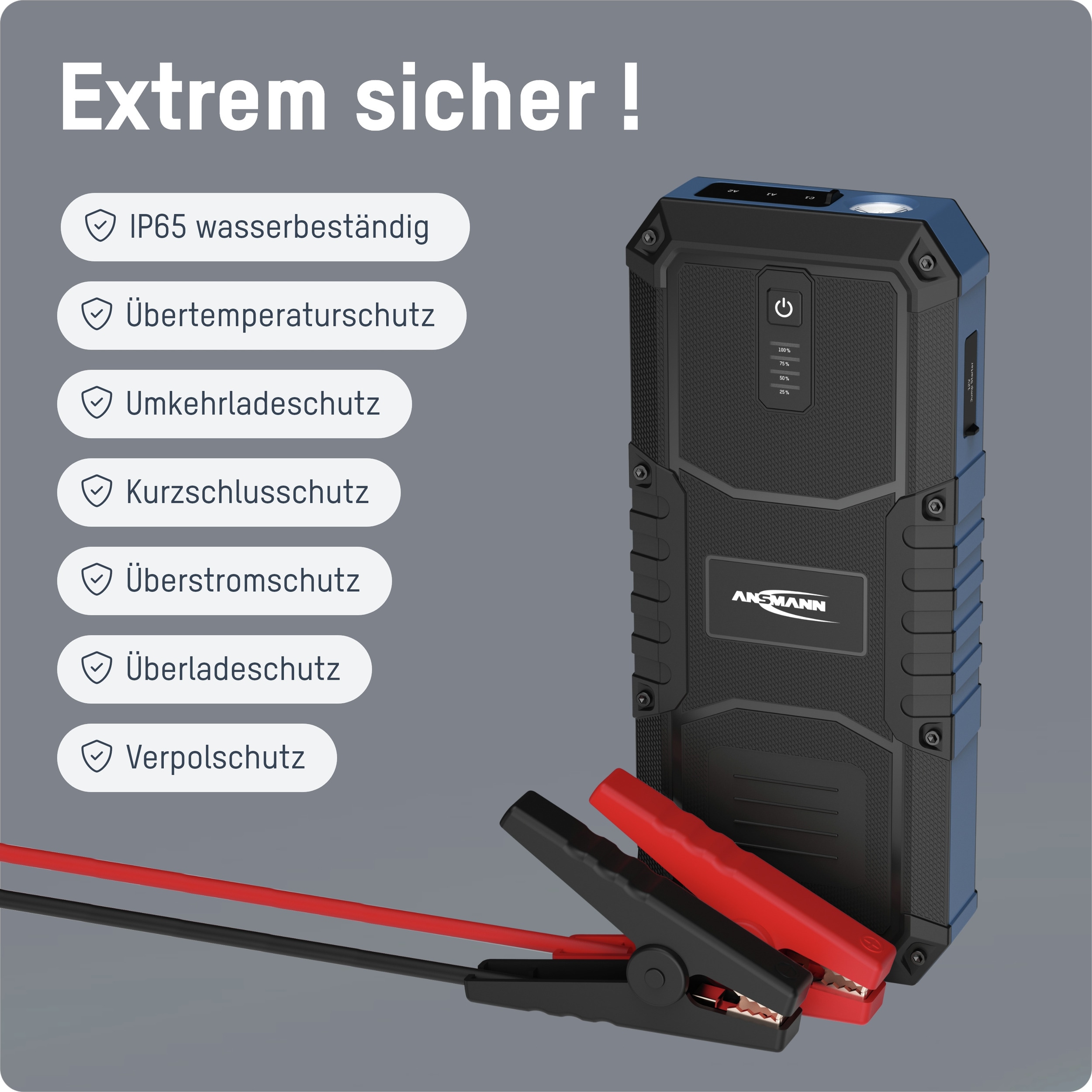 ANSMANN Jump Starter, 16.0, Powerbank Starthilfe, 1900-0130, 12 V-, 2500 A