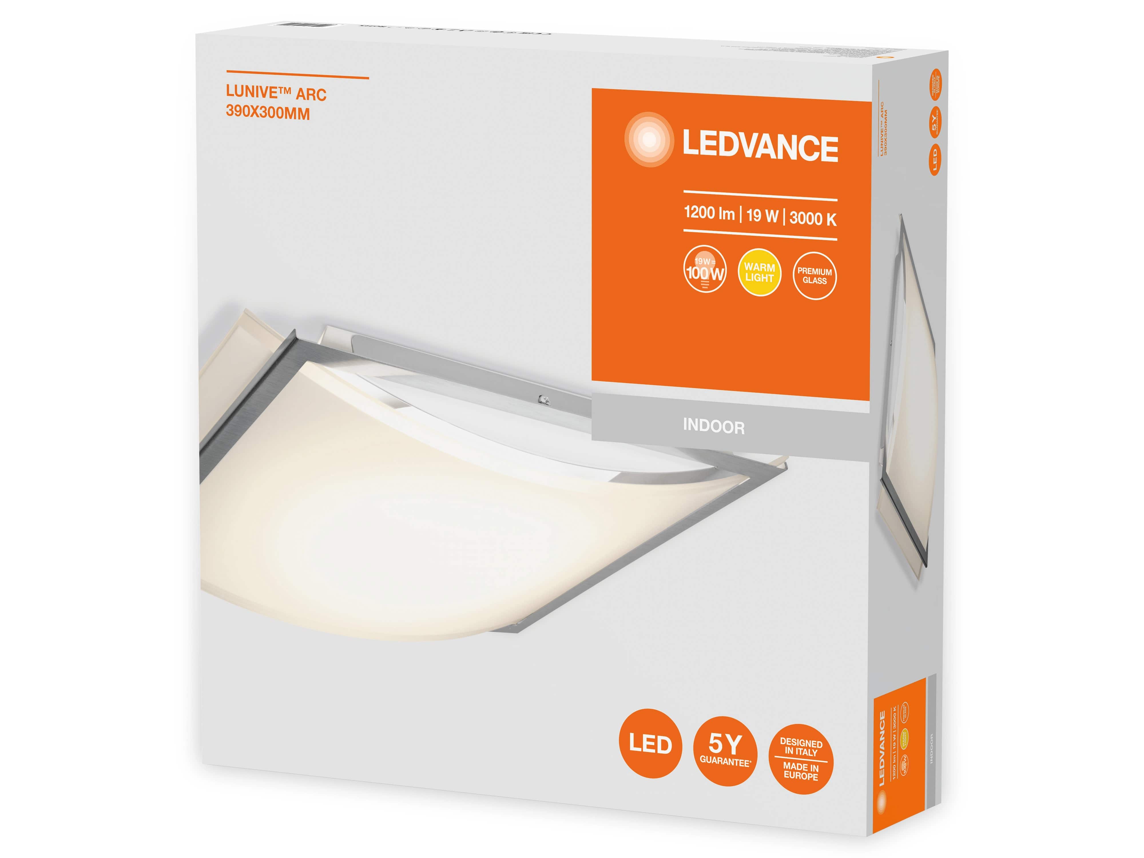 LEDVANCE LED-Deckenleuchte Lunive Arc, 19 W, 1200 lm, 3000 K