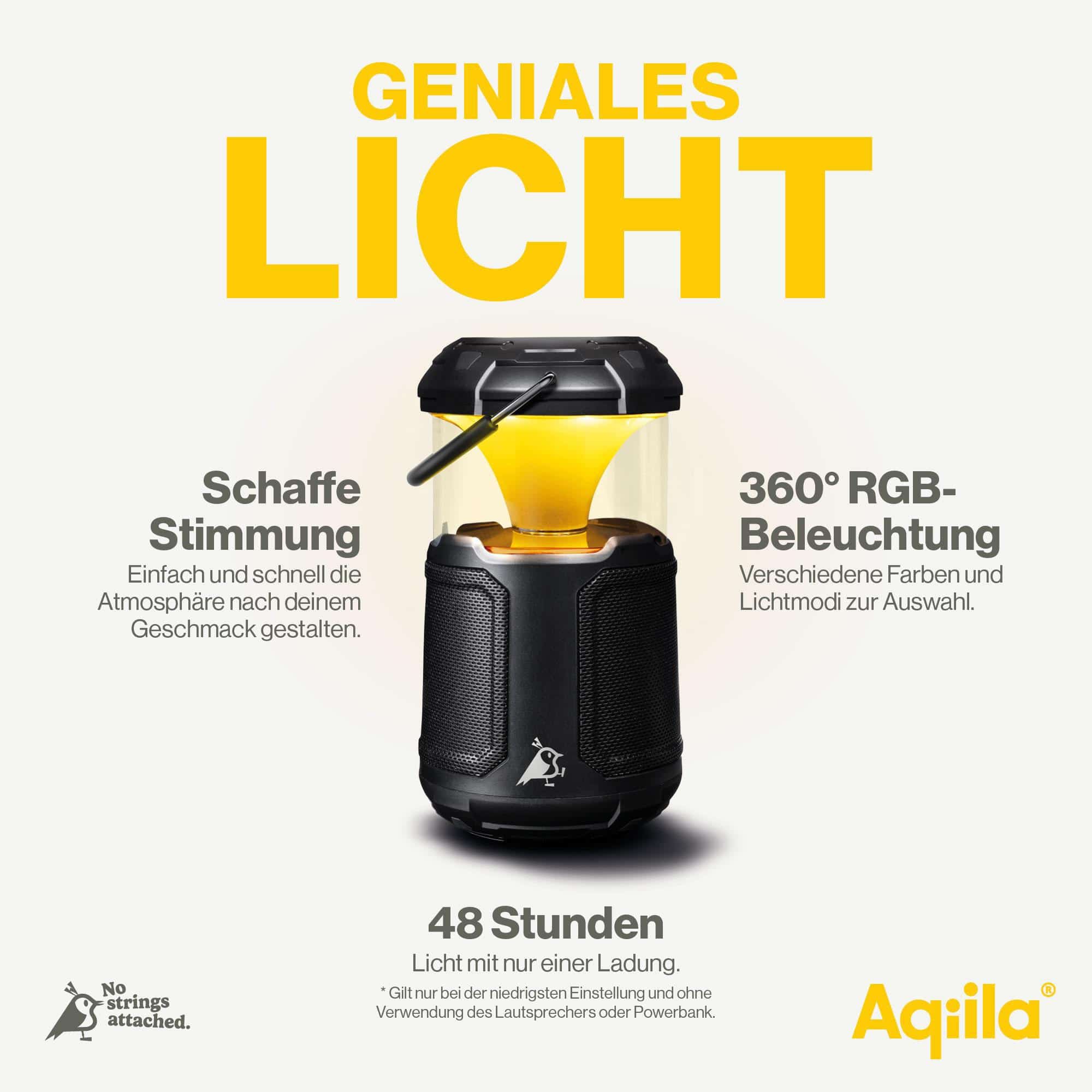 AQIILA Powerbank B10, 10.000mAh, mit Lautsprecher u. Campingleuchte