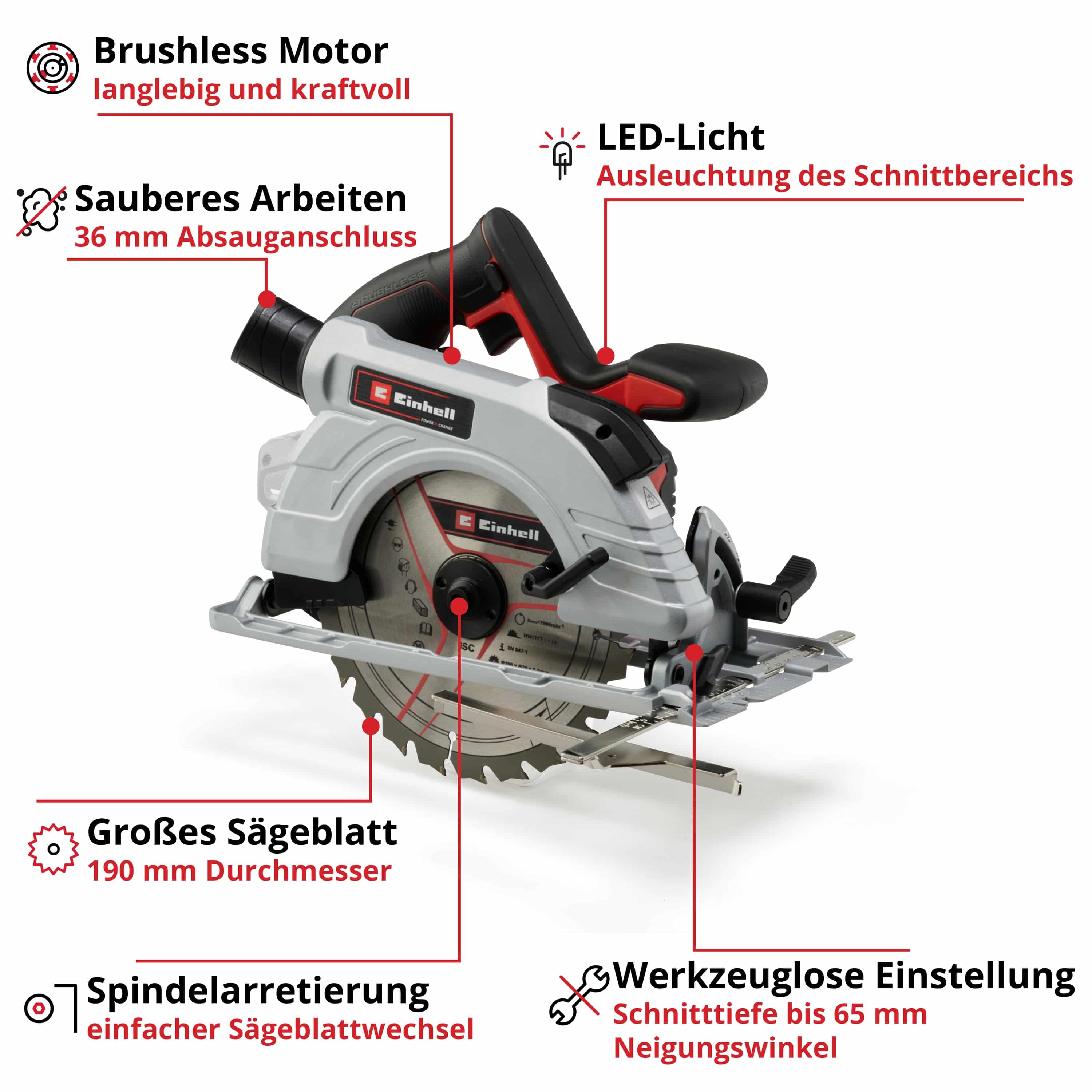 EINHELL PROFESSIONAL Akku-Handkreissäge TE-CS 18/190 Li BL Solo