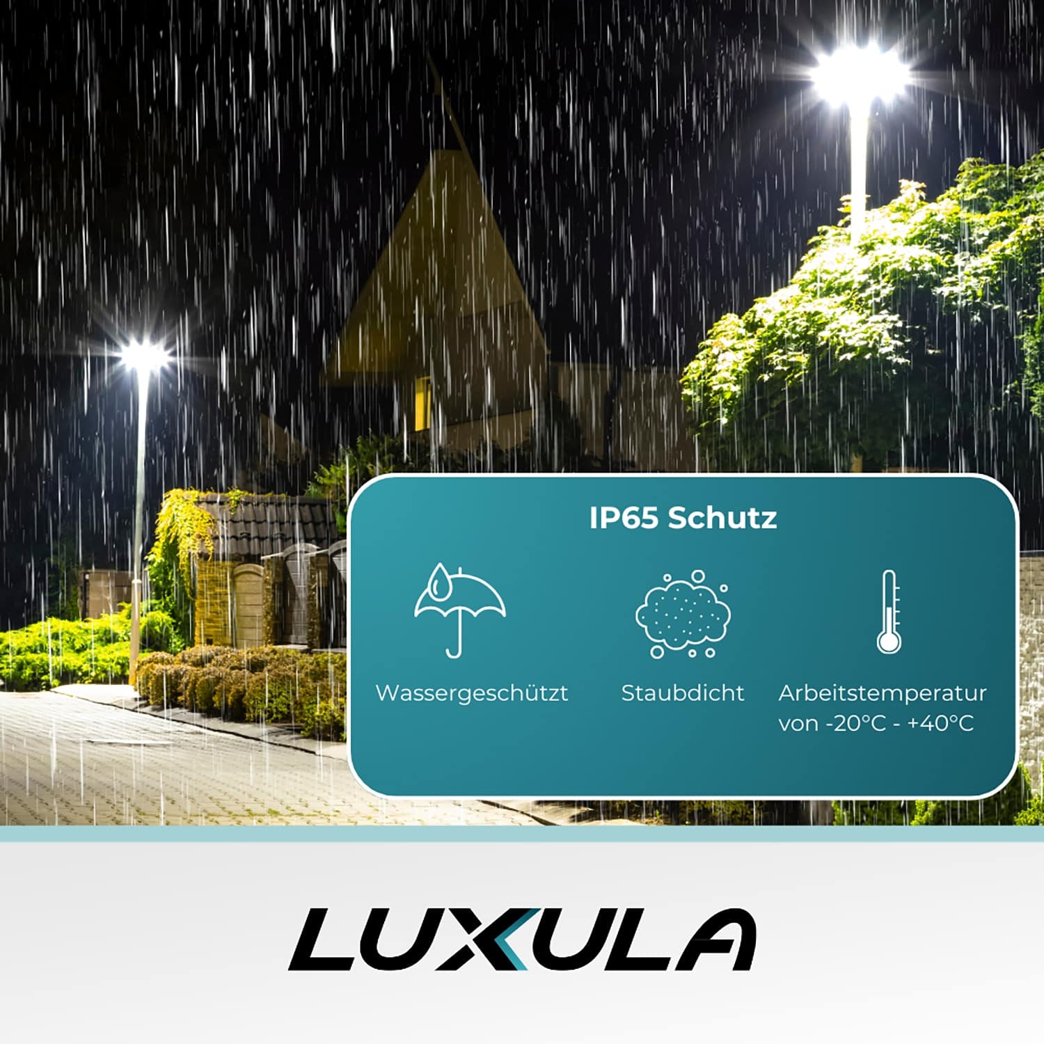 LUXULA LED-Straßenleuchte LX800111, rund, 90W, 9000ml, 3000K, warmweiß, IP65