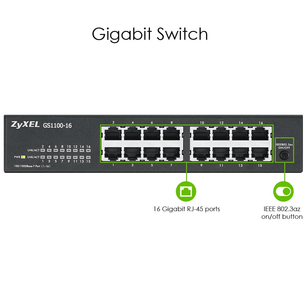 ZYXEL Switch 16 Port Gigabit GS1100-16 V3