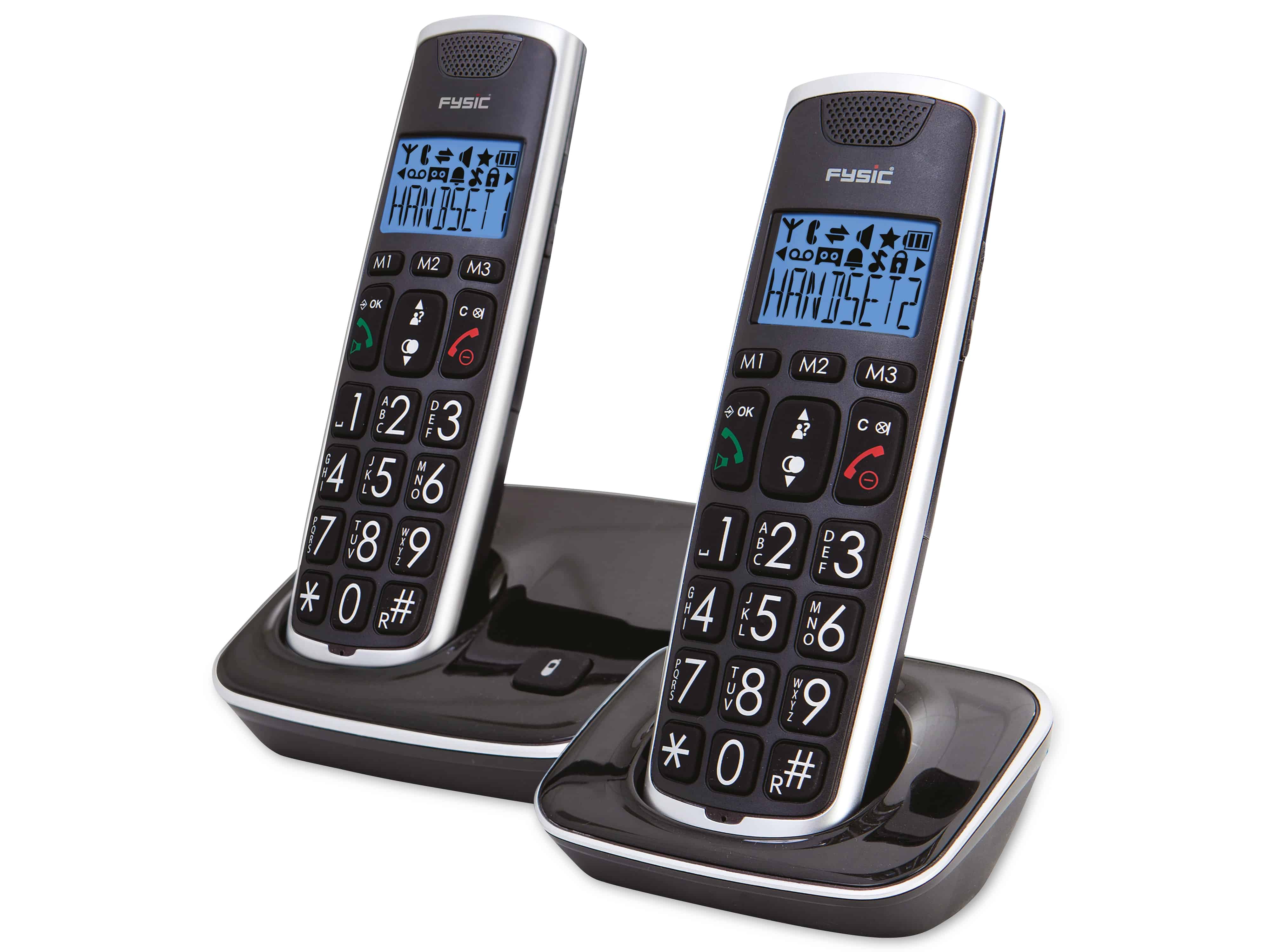 FYSIC DECT-Telefon FX-6020, mit 2 Mobilteile, schwarz