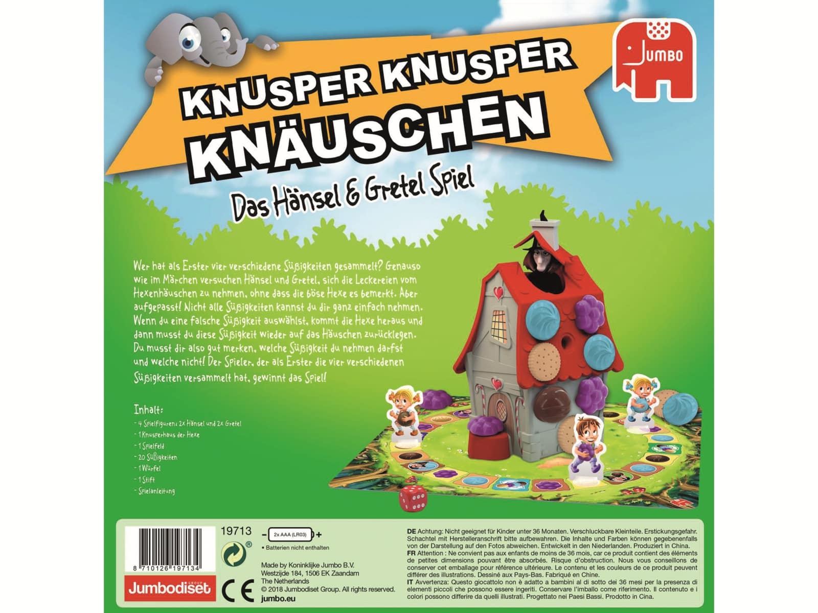 JUMBO Spiele Kinderspiel, 19713, Knusper, Knusper Knäuschen 