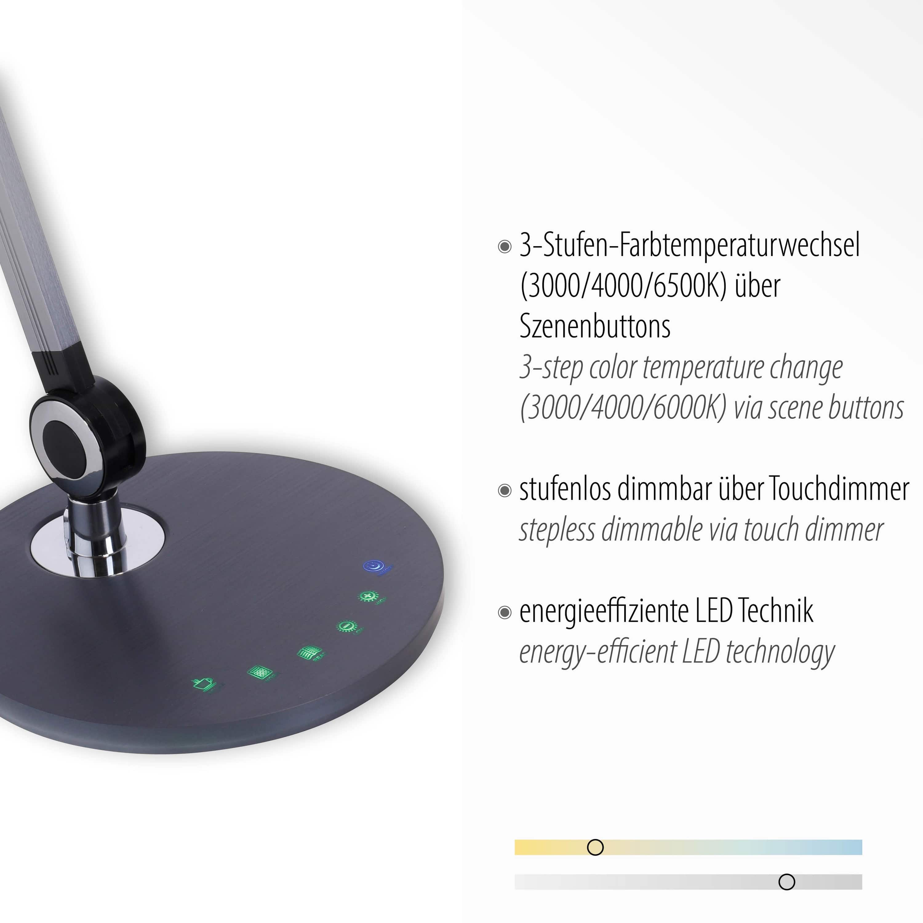 JUST LIGHT LED-Tischleuchte 14418-18 schwarz, 6,6 W, 930 lm, CCT 