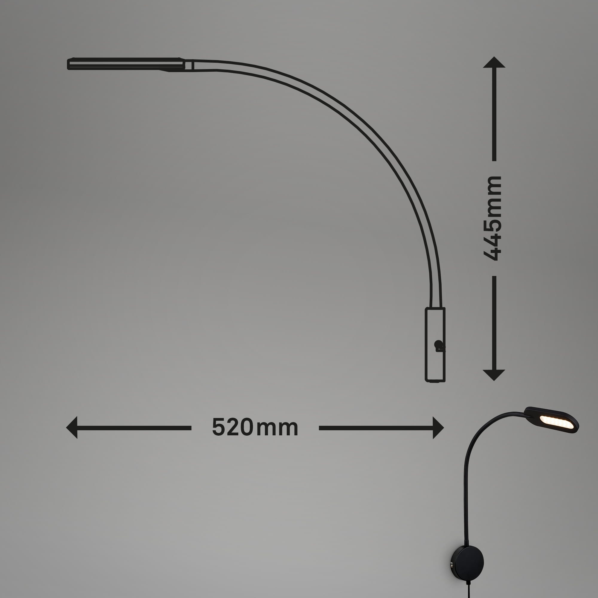 BRILONER LED-Wandleuchte 2177015 schwarz, 6W, 650lm, 3000K