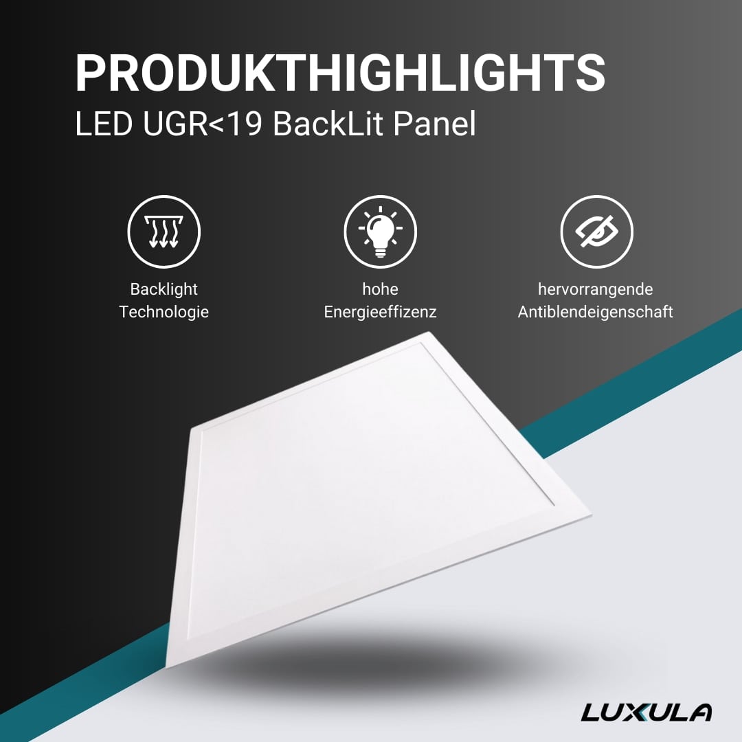 LUXULA LED-Panel, BackLit, 40 W, 4400 lm, EEK: E, 620x620 mm, 4000 K