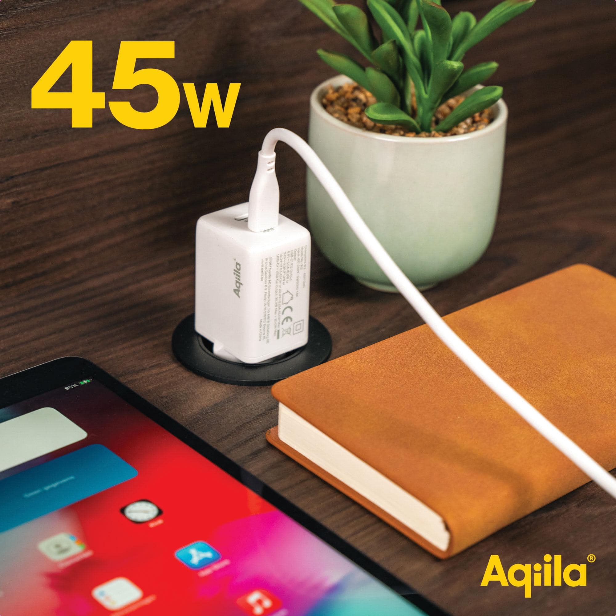 AQIILA USB-Lader Chargebird W2, 45 W, 2-fach, 2x USB-C, weiß