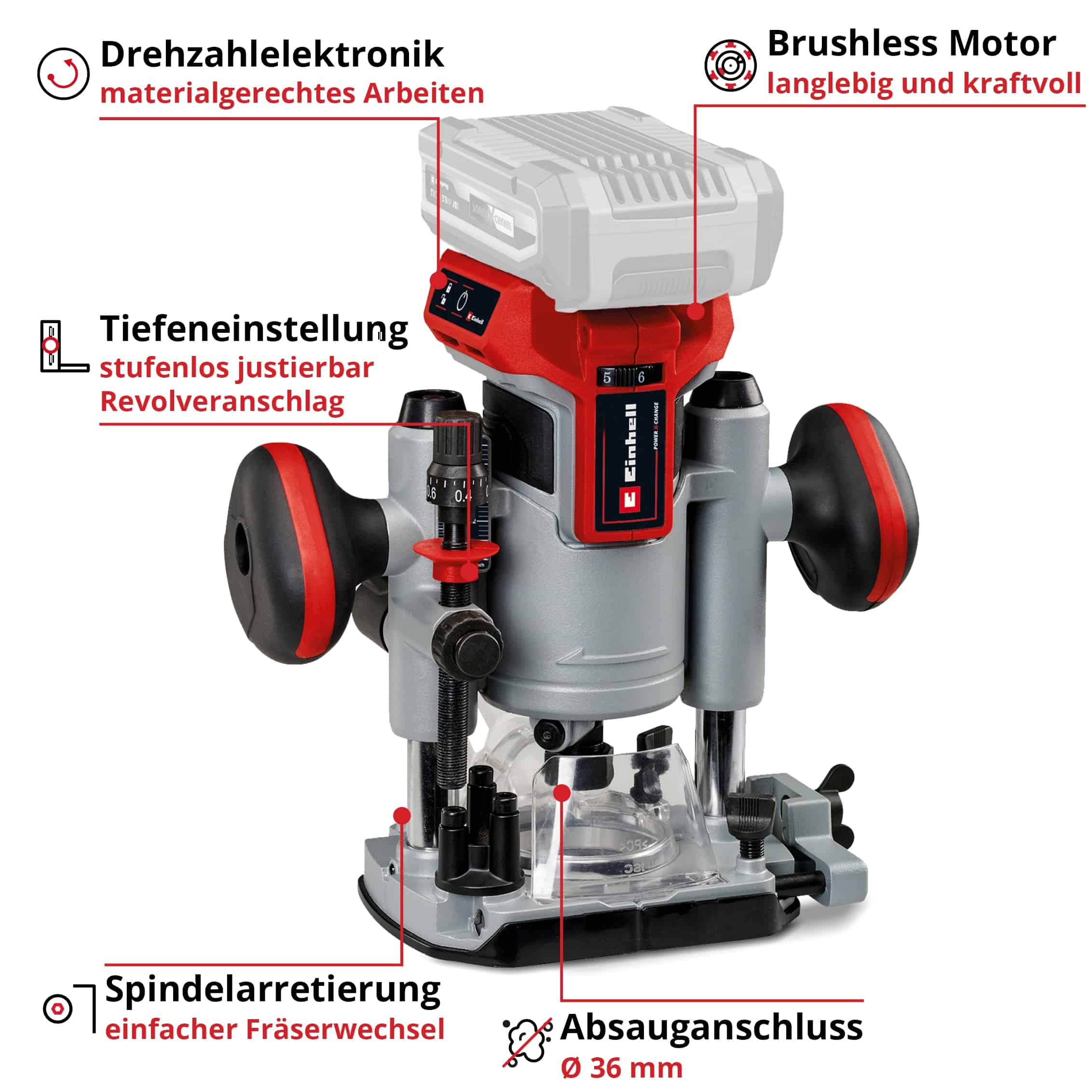 EINHELL Akku-Oberfräse TP-RO 18 Li BL, Solo