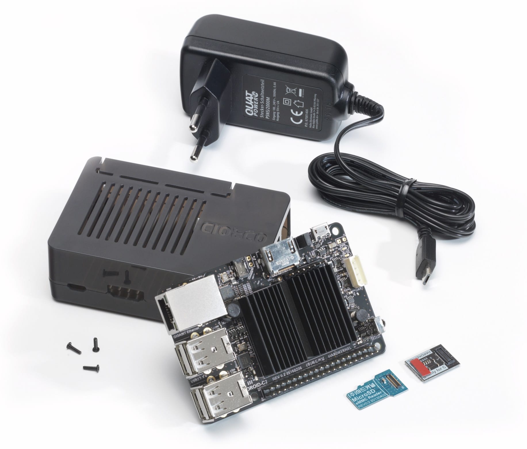 ODROID-C2-Set mit 8 GB eMMC Modul, Gehäuse und Netzteil