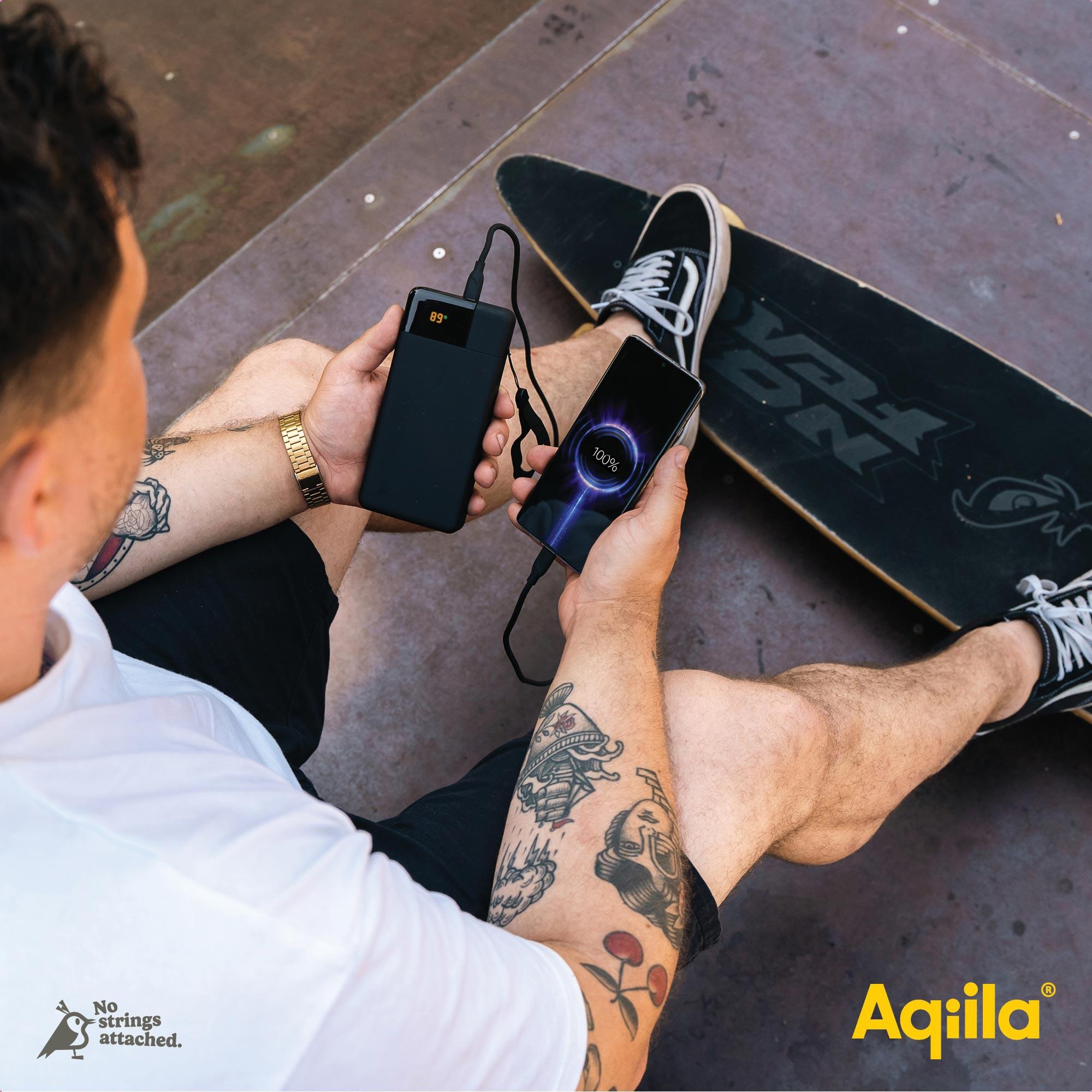 AQIILA Powerbank Powerbird B10, 20 W, 10.000mAh, 1x USB-A, 2x USB-C, schwarz