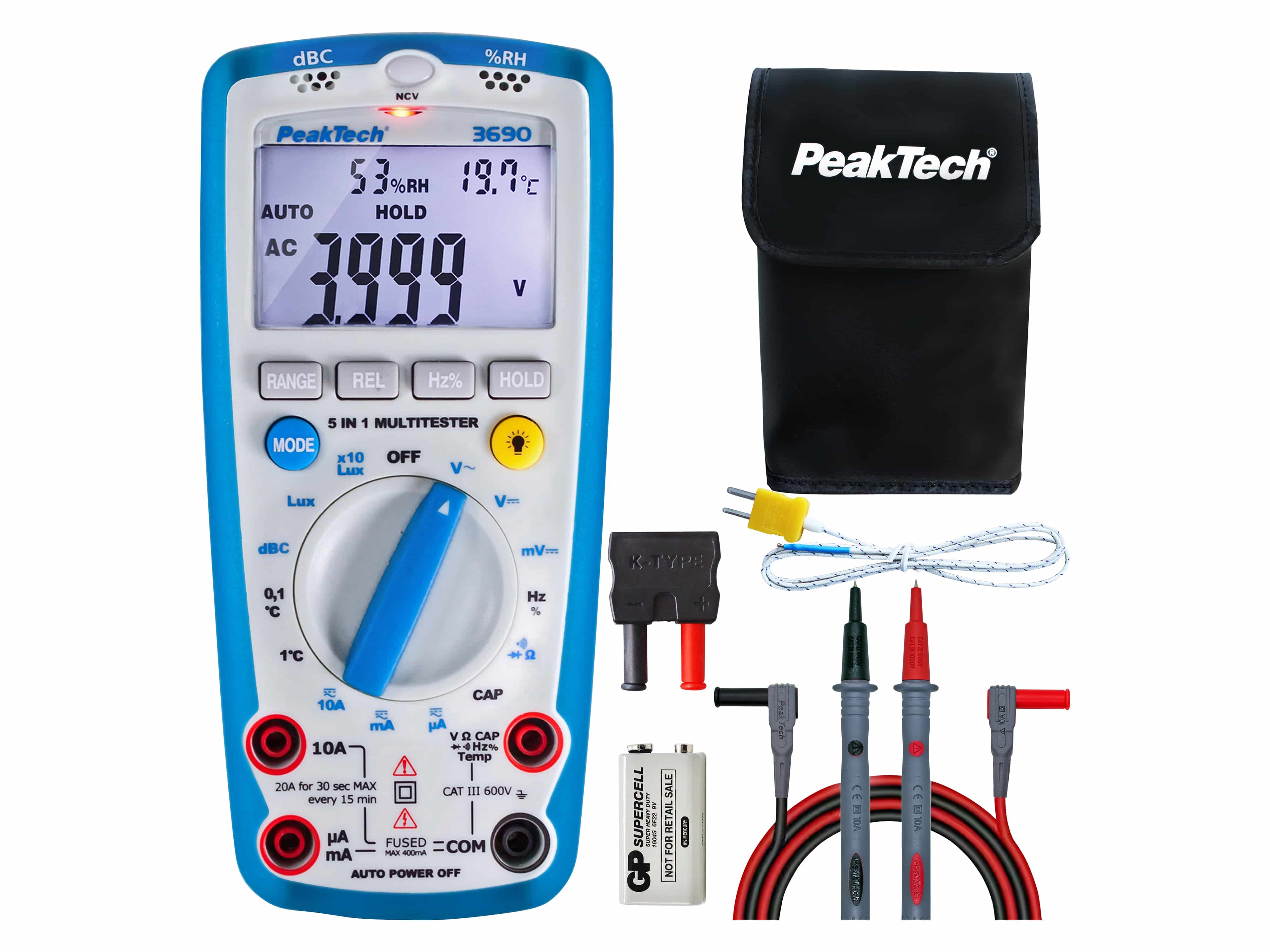 PEAKTECH Multimeter, P 3690, mit Umweltmessungen