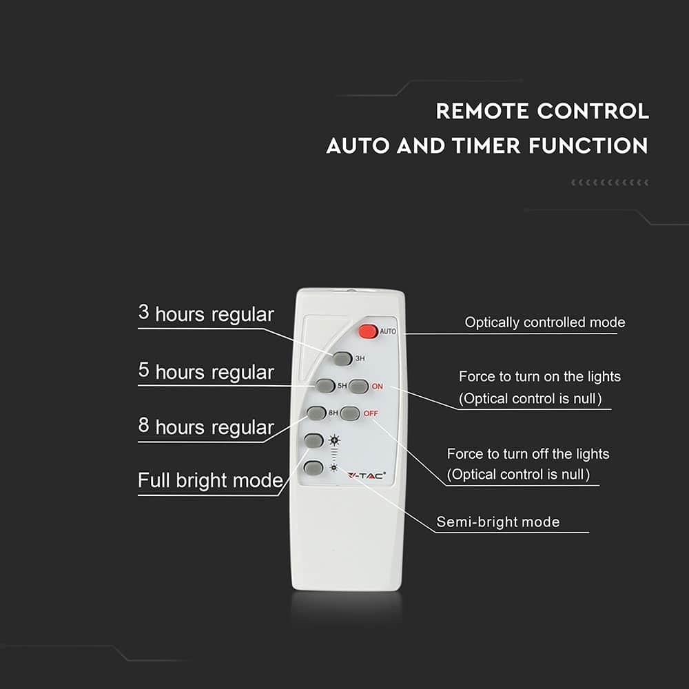 V-TAC Solar LED-Fluter VT-60W, 20 W, 4000 K, mit Panel + Fernbedienung