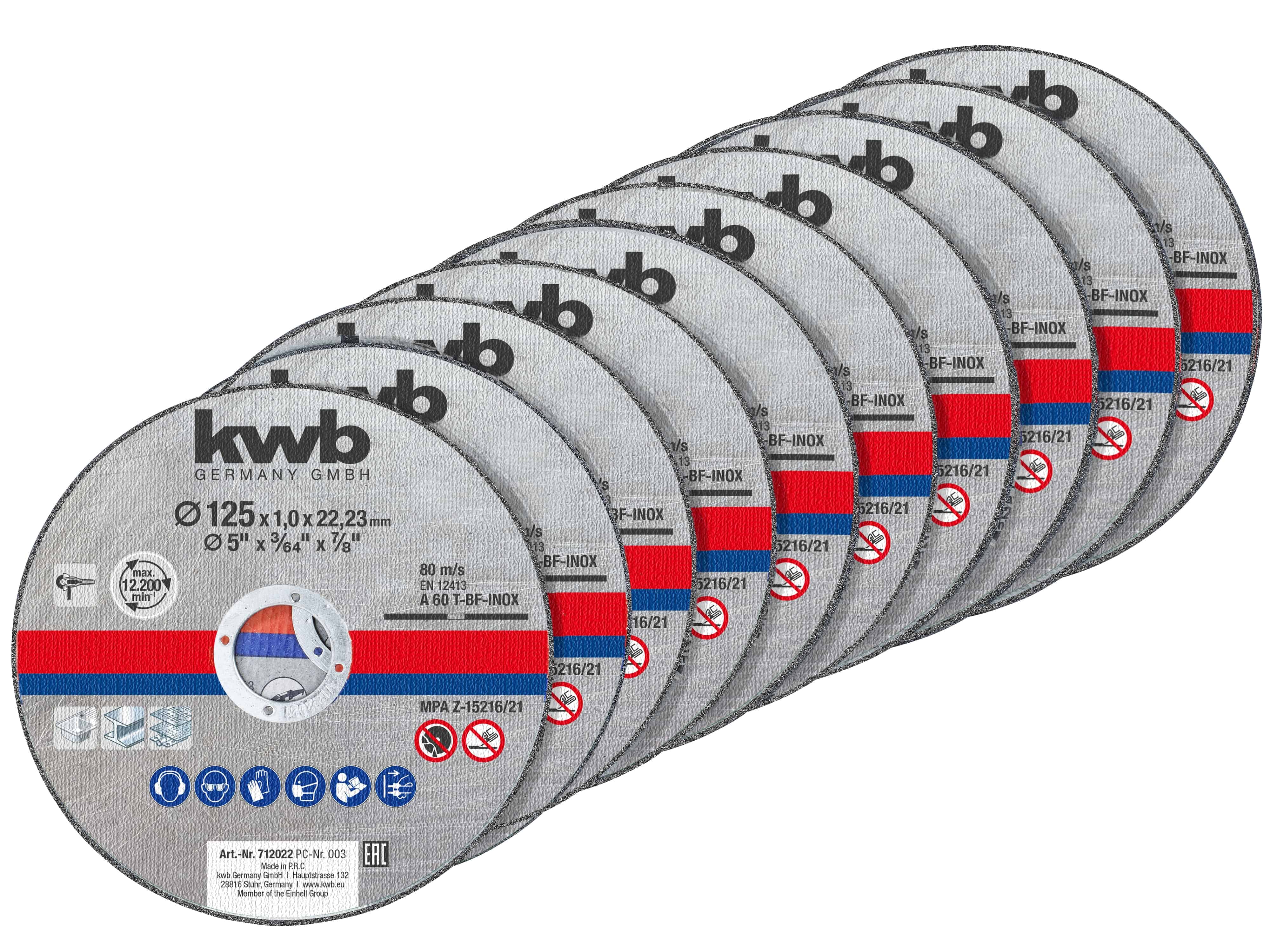 KWB Trennscheiben-Set, 712022, 125x1,0 mm, 10 Stück