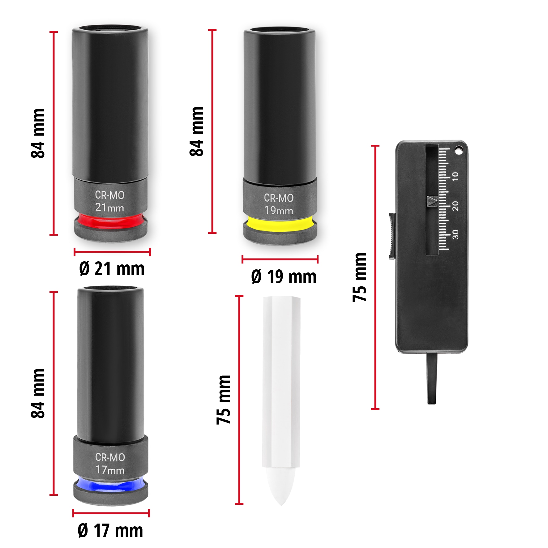 EINHELL Impact Stecknuss-Set, 109273, 5-teilig